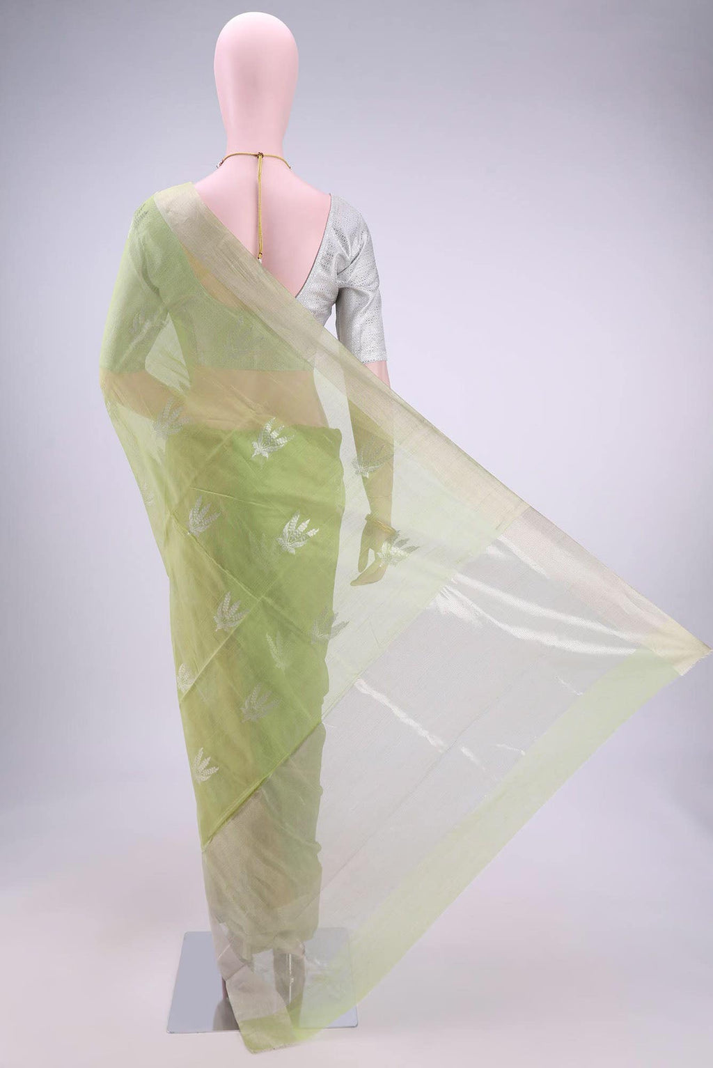 Acid Green Chanderi Silk Saree