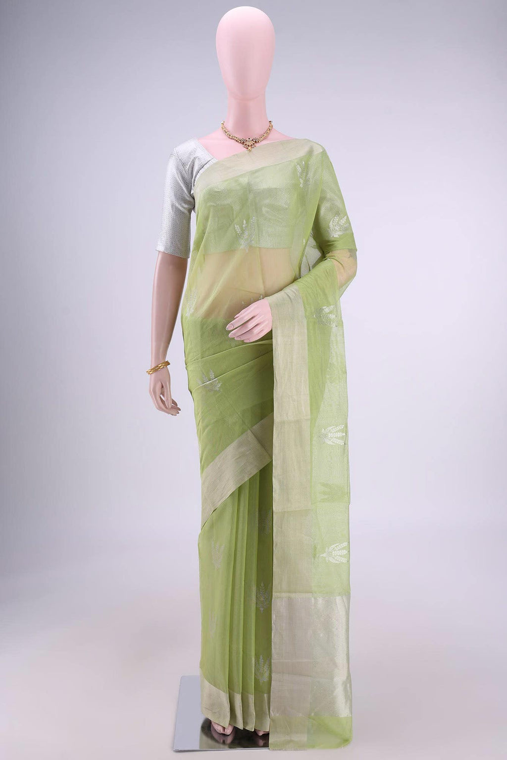 Acid Green Chanderi Silk Saree