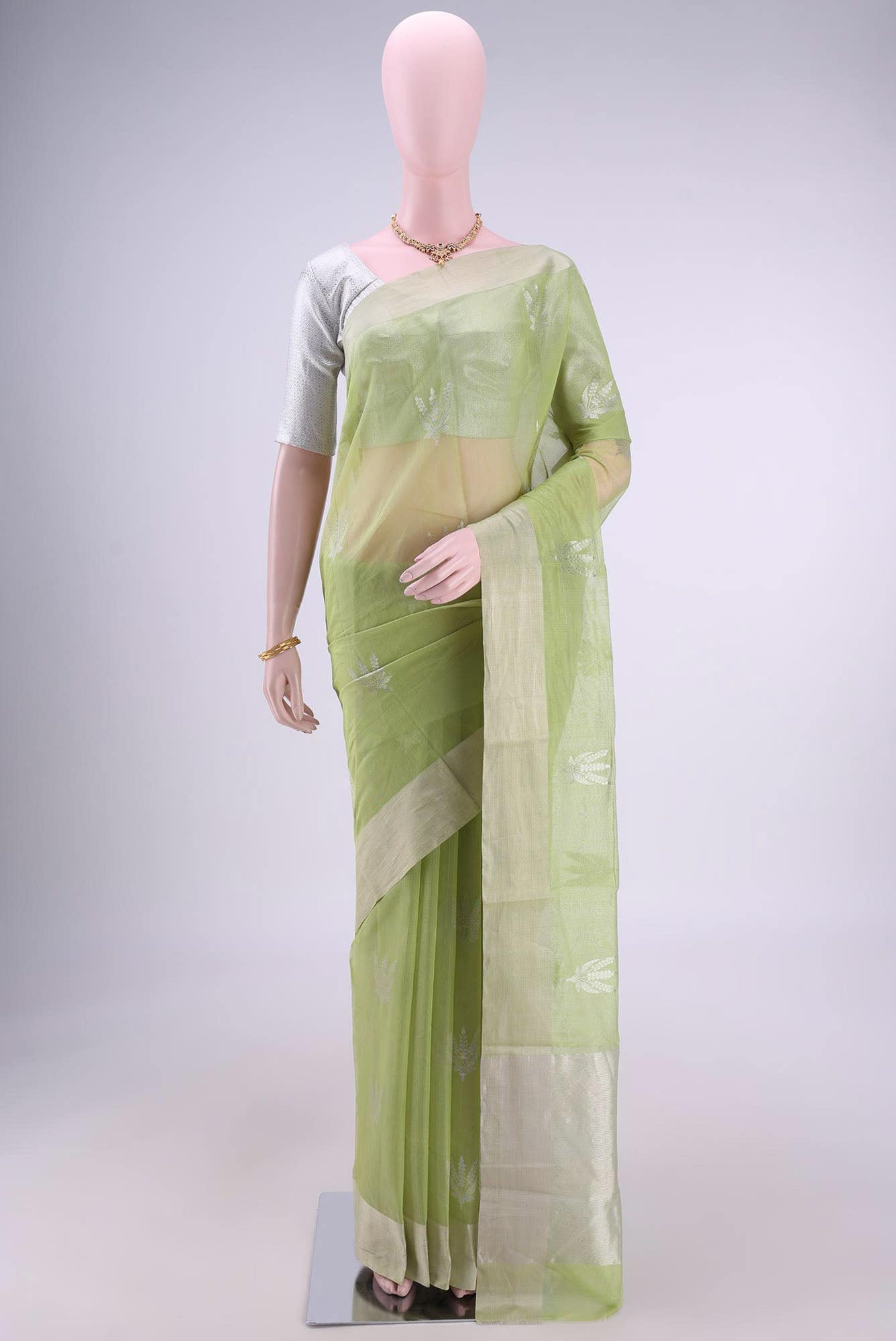 Acid Green Chanderi Silk Saree