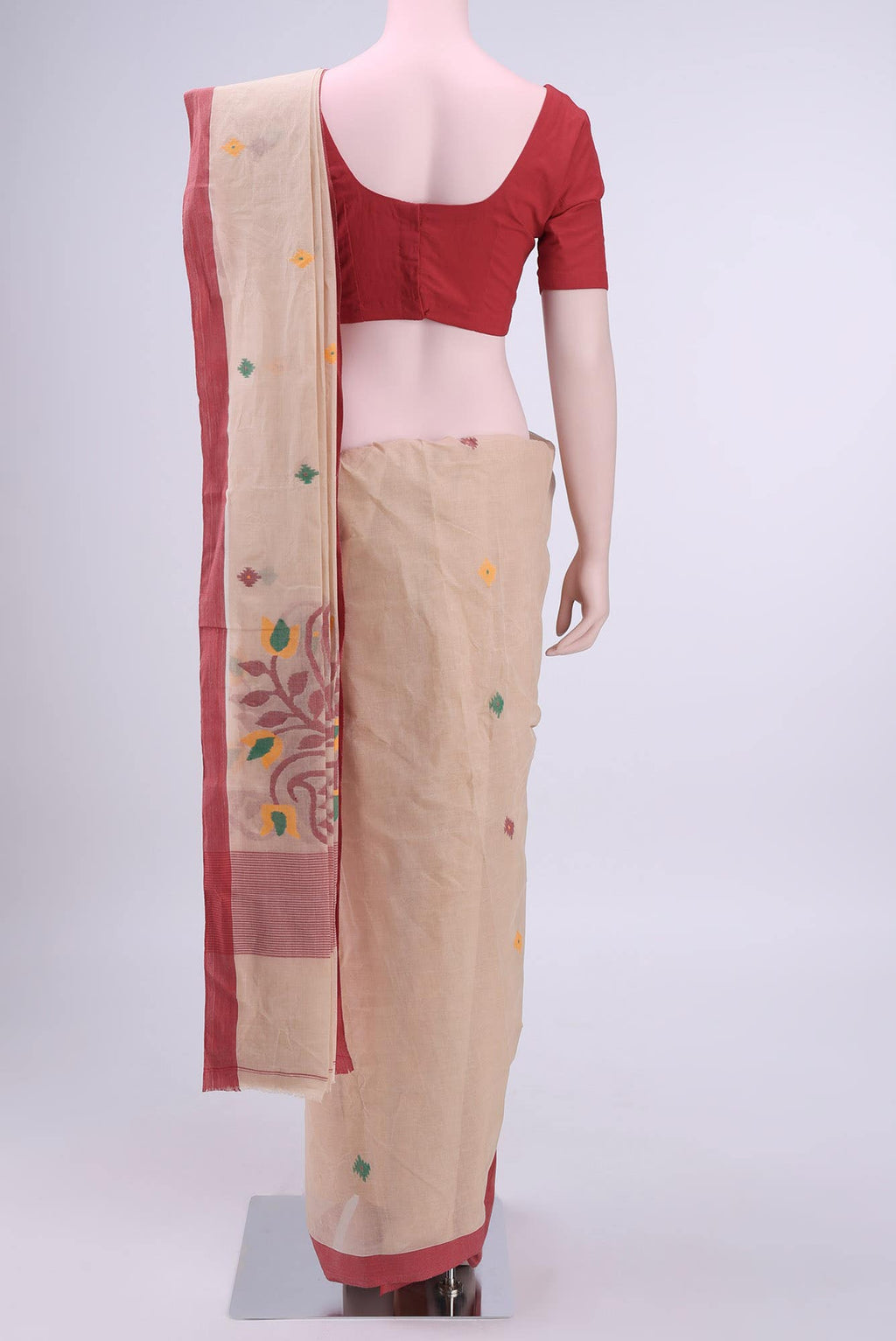 Beige Bengal Cotton Saree