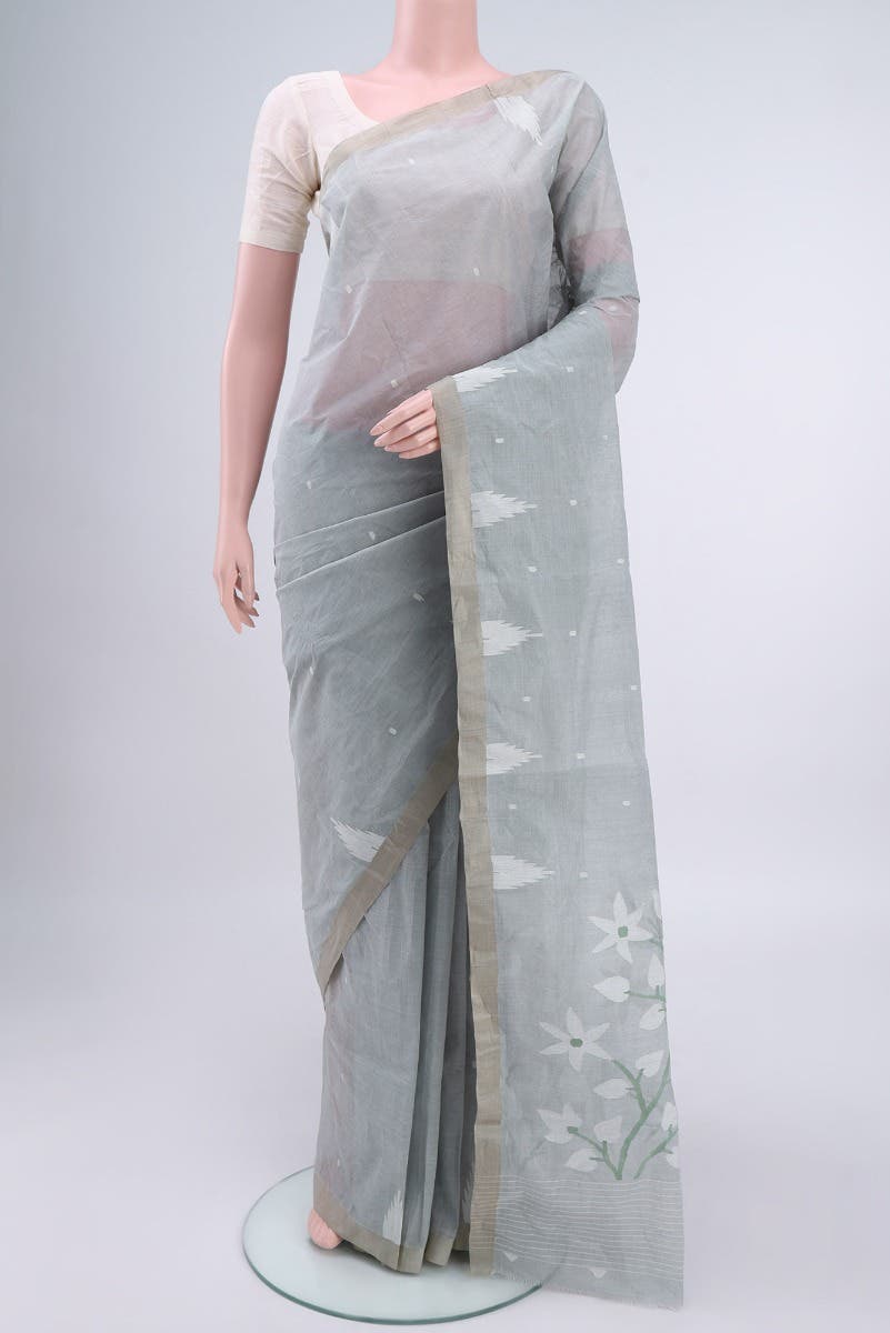 Grey Bengal Cotton Saree
