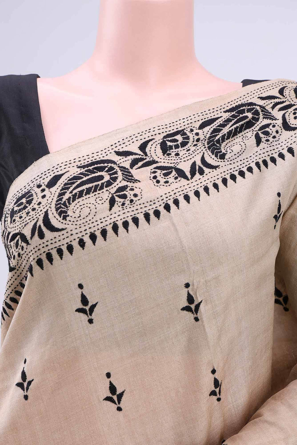 Beige Tussar Saree