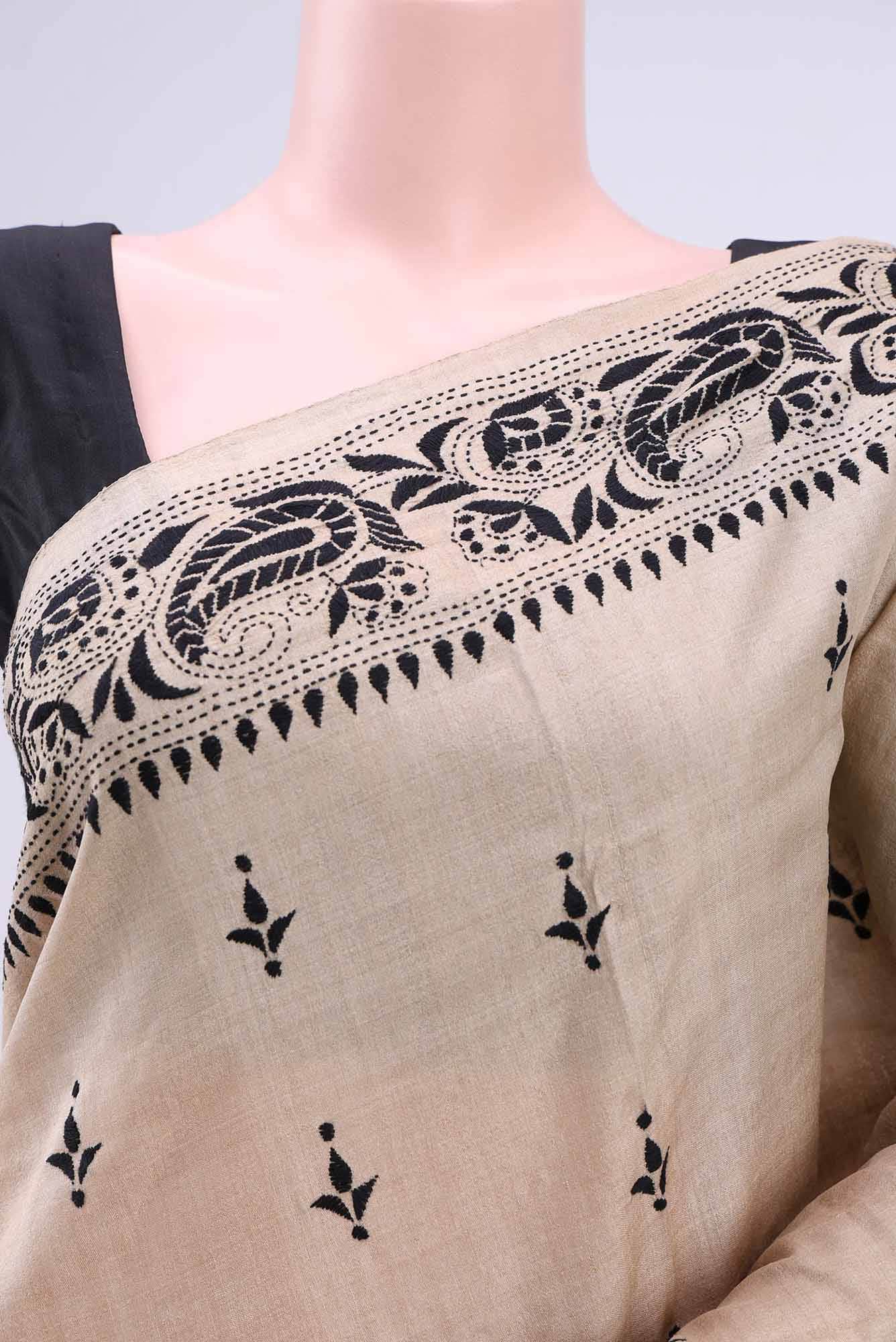 Beige Tussar Saree