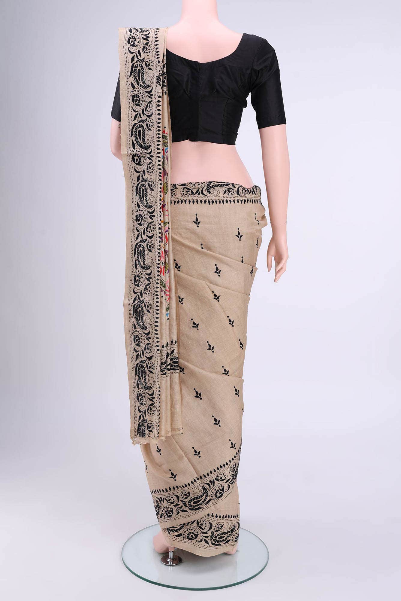Beige Tussar Saree