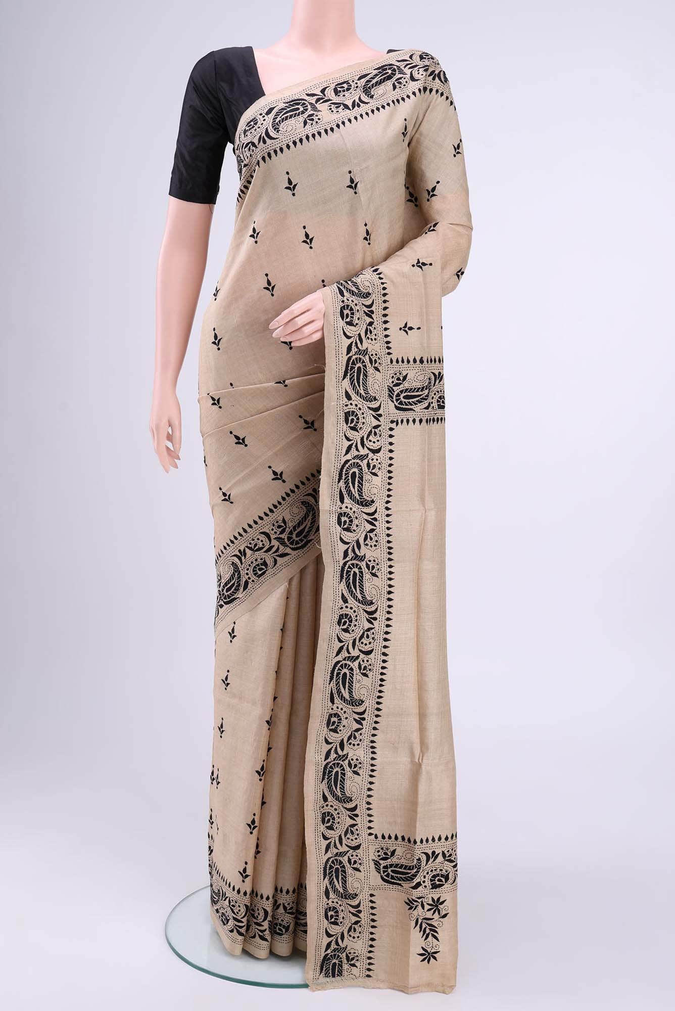 Beige Tussar Saree