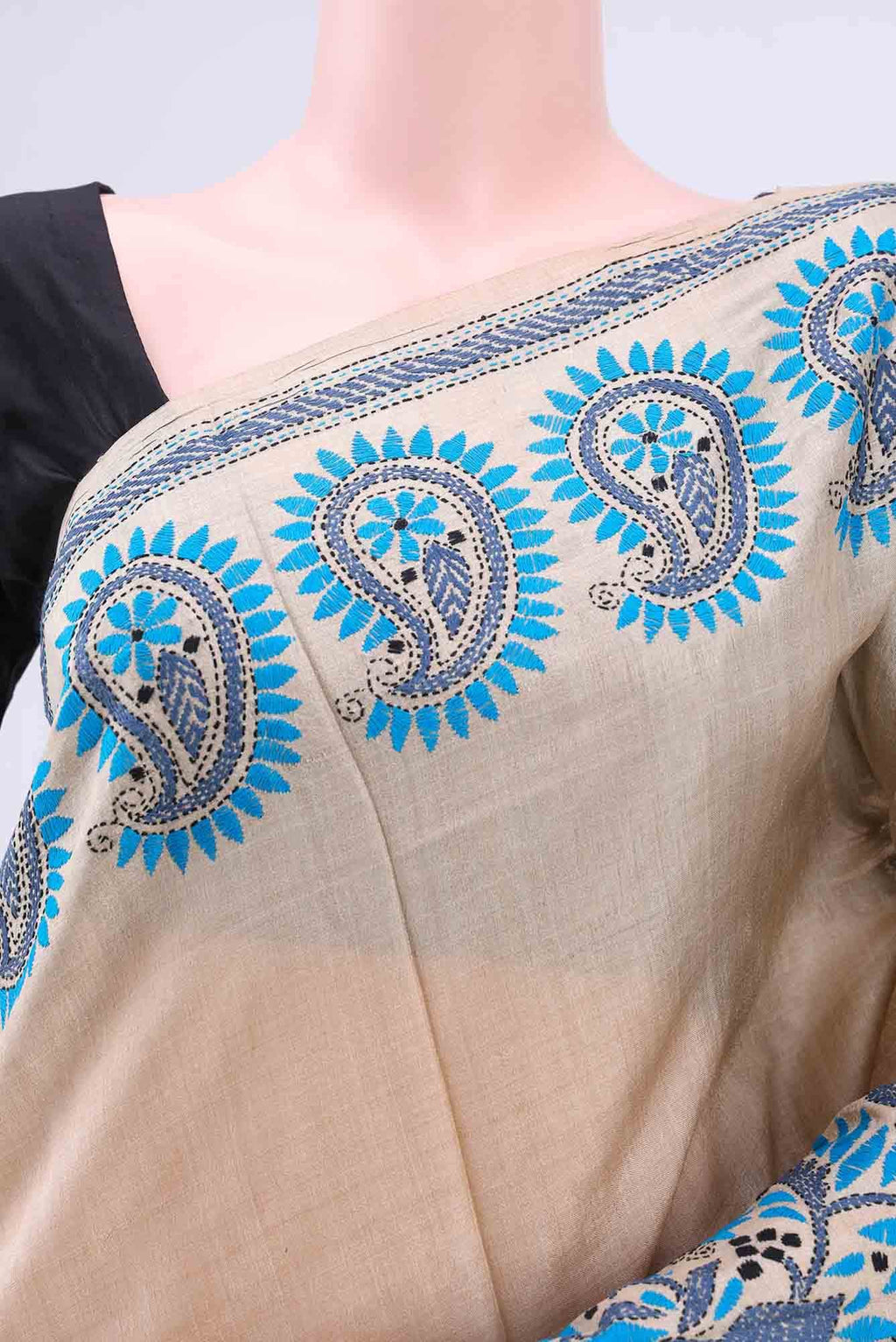 Beige Tussar Saree