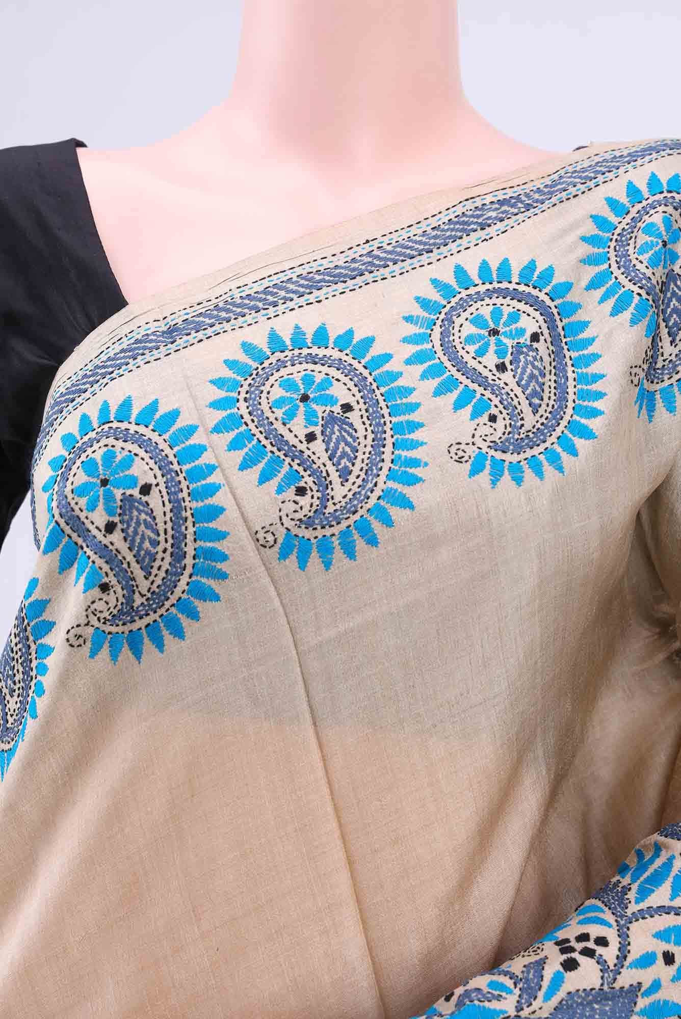 Beige Tussar Saree