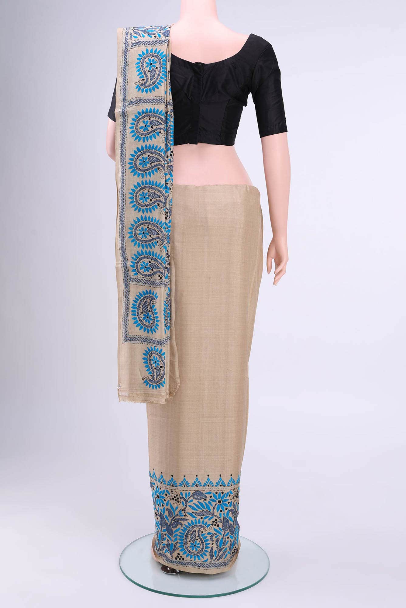 Beige Tussar Saree