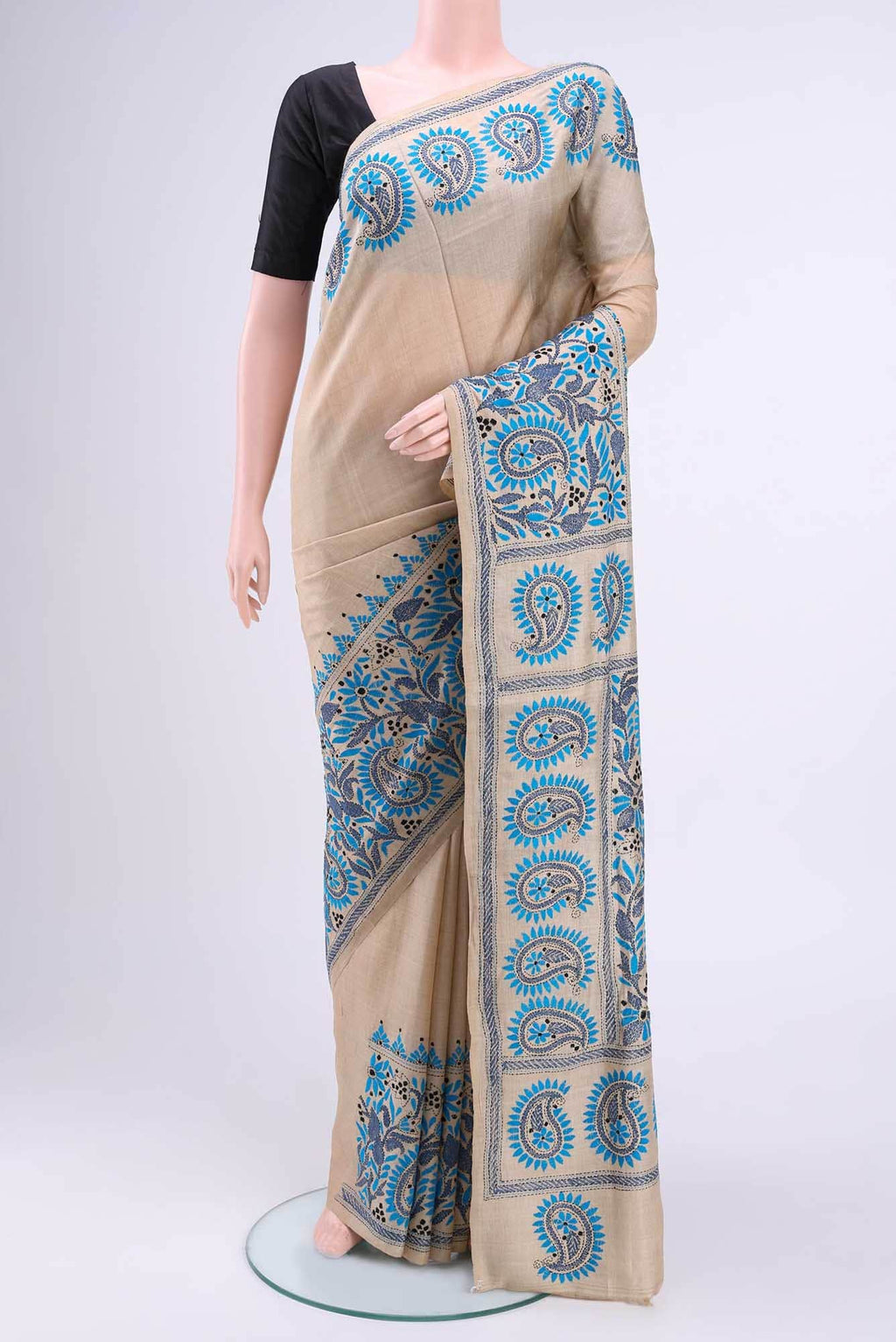 Beige Tussar Saree