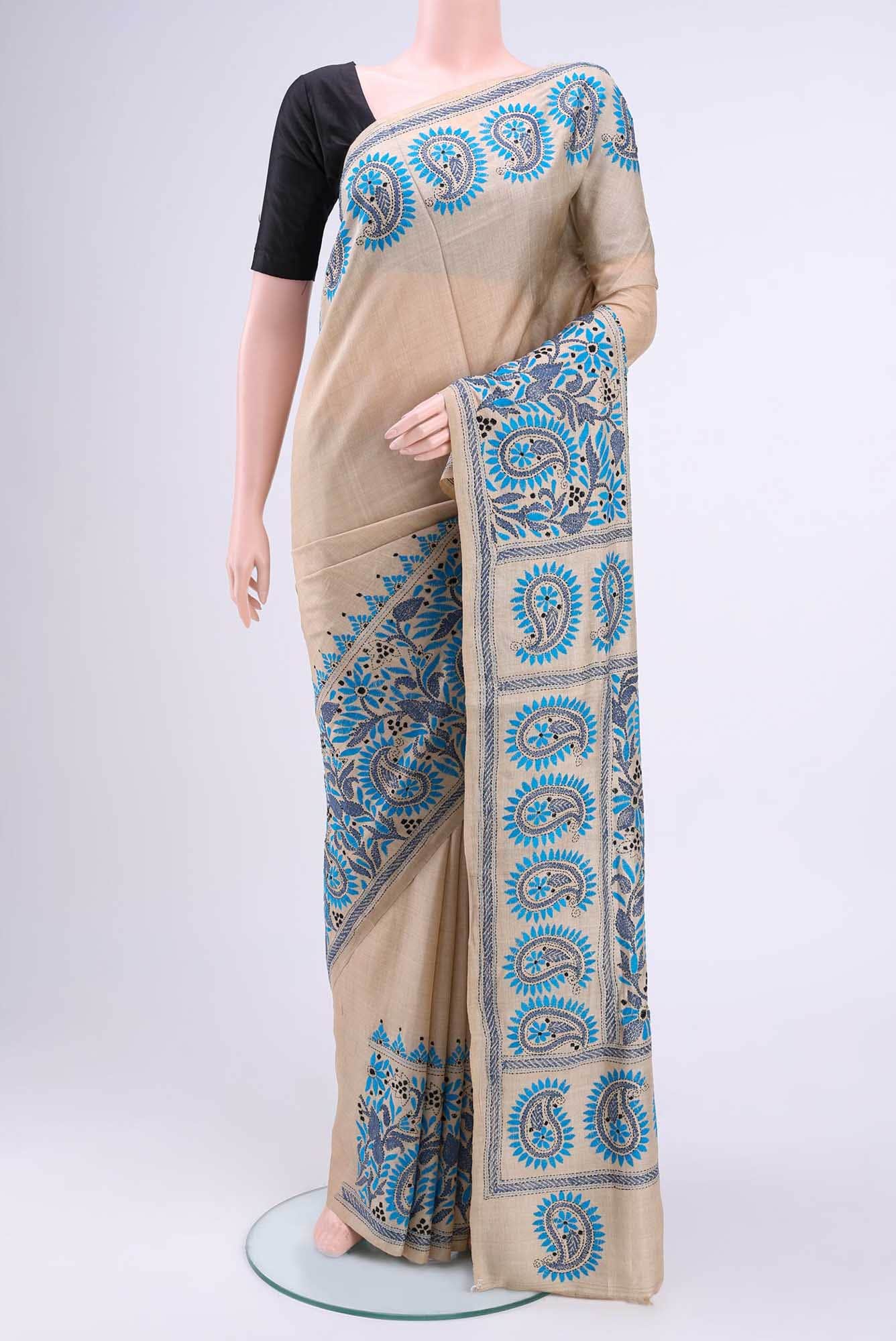 Beige Tussar Saree