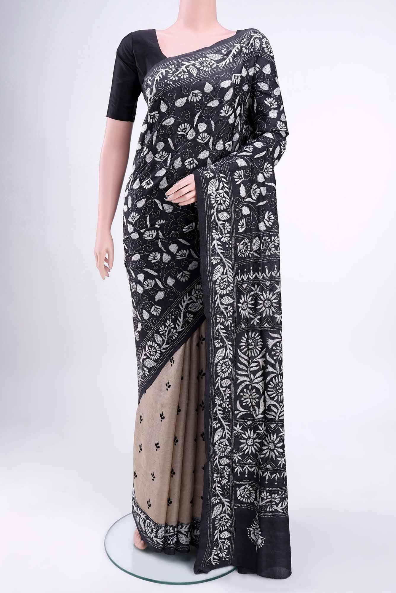 Black Tussar Saree