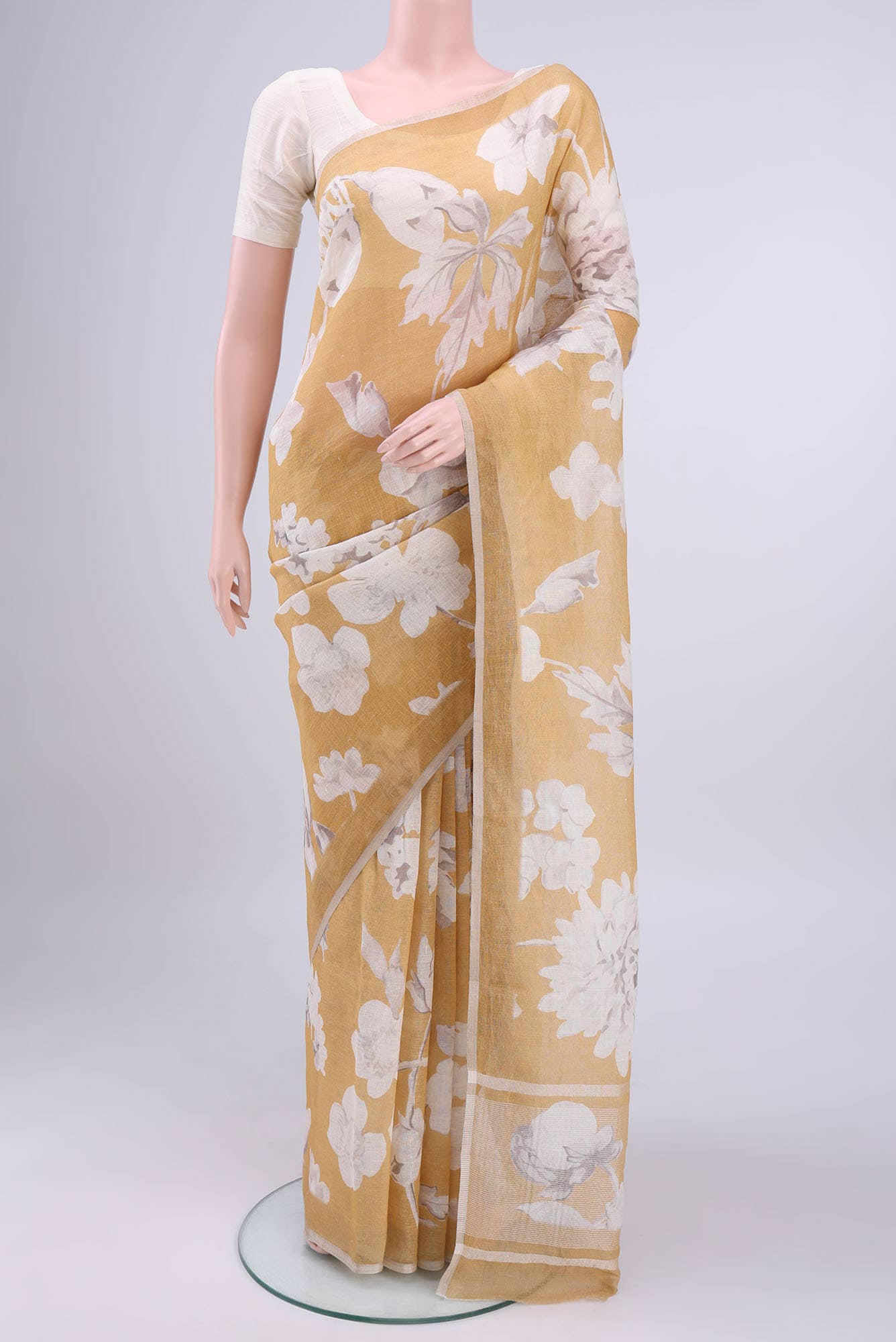Golden Dual Tone Linen Saree