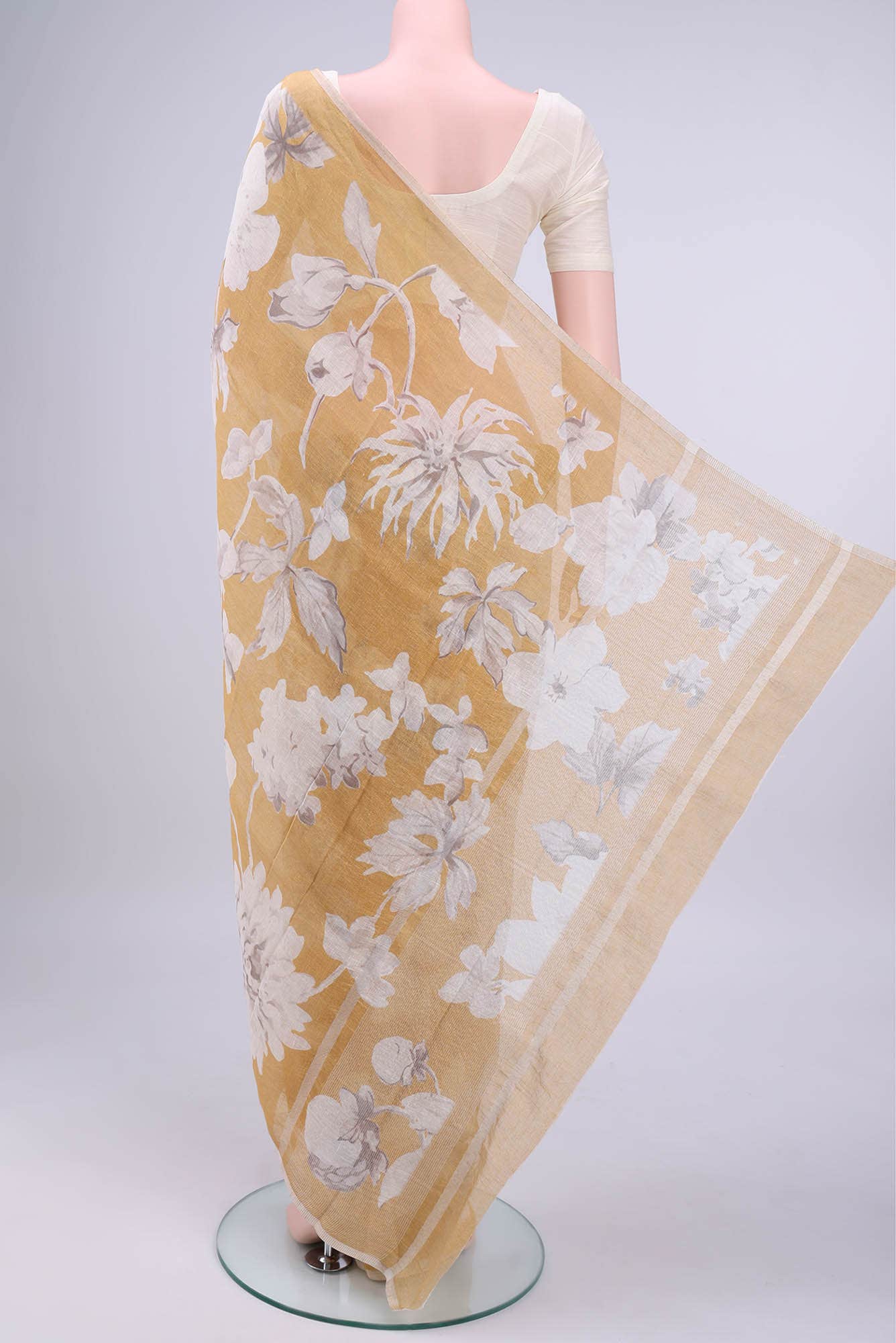 Golden Dual Tone Linen Saree
