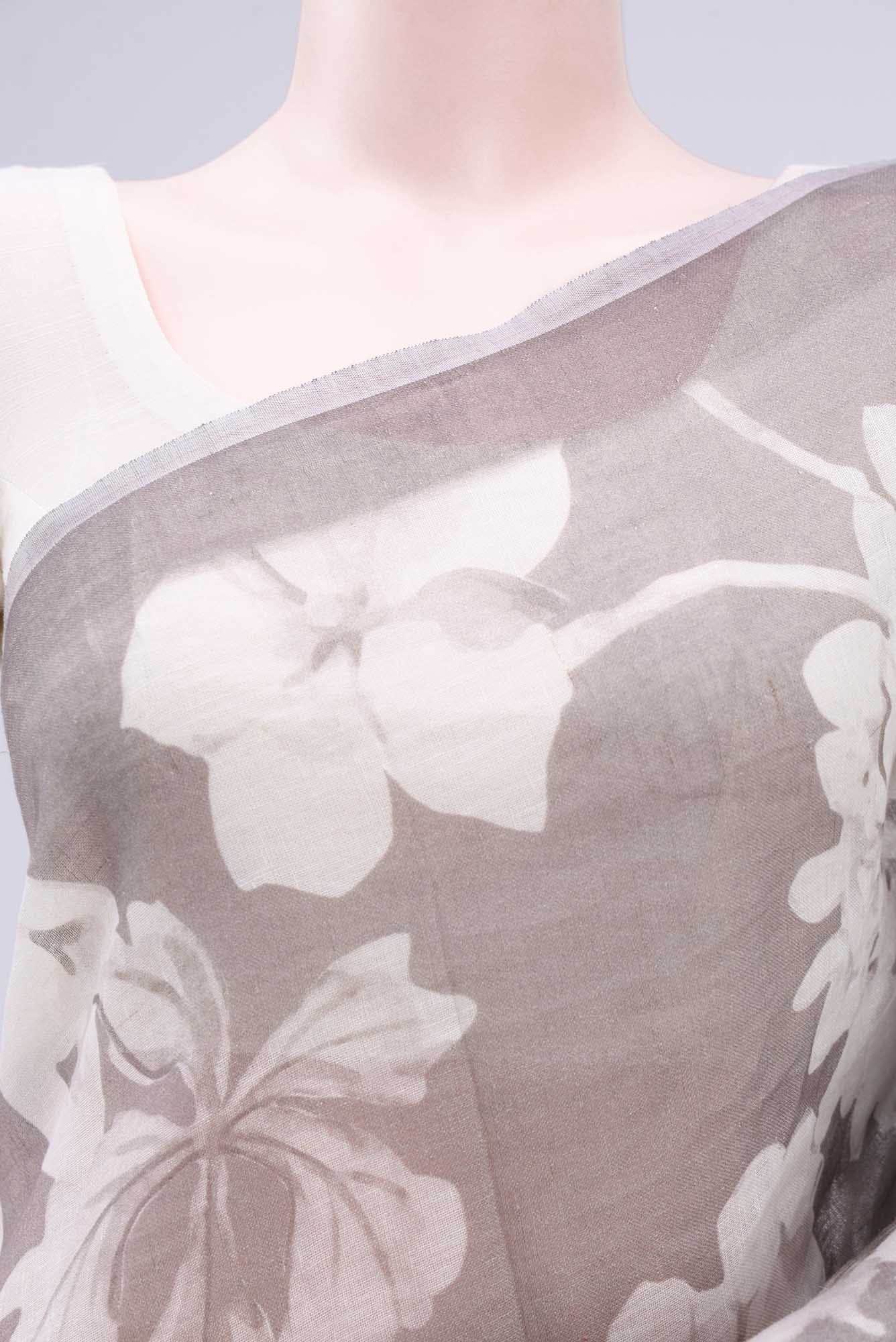 Davys Grey Linen Saree