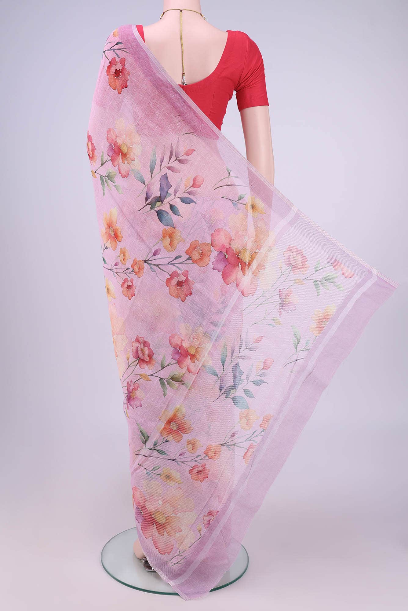 Lilac Linen Cotton Saree