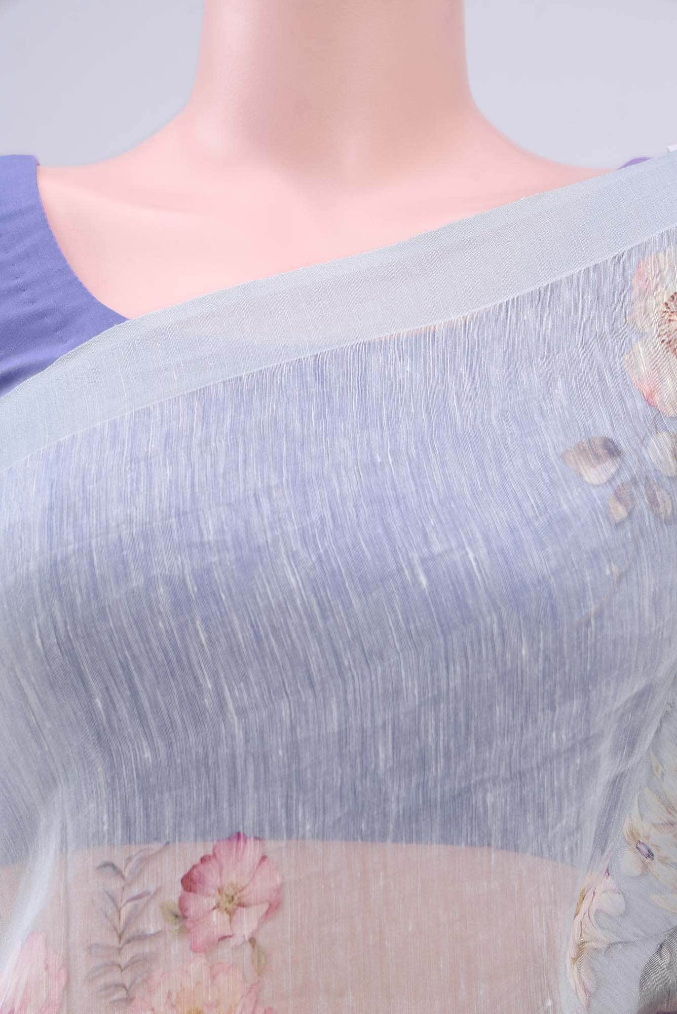 Grey Linen Cotton Saree