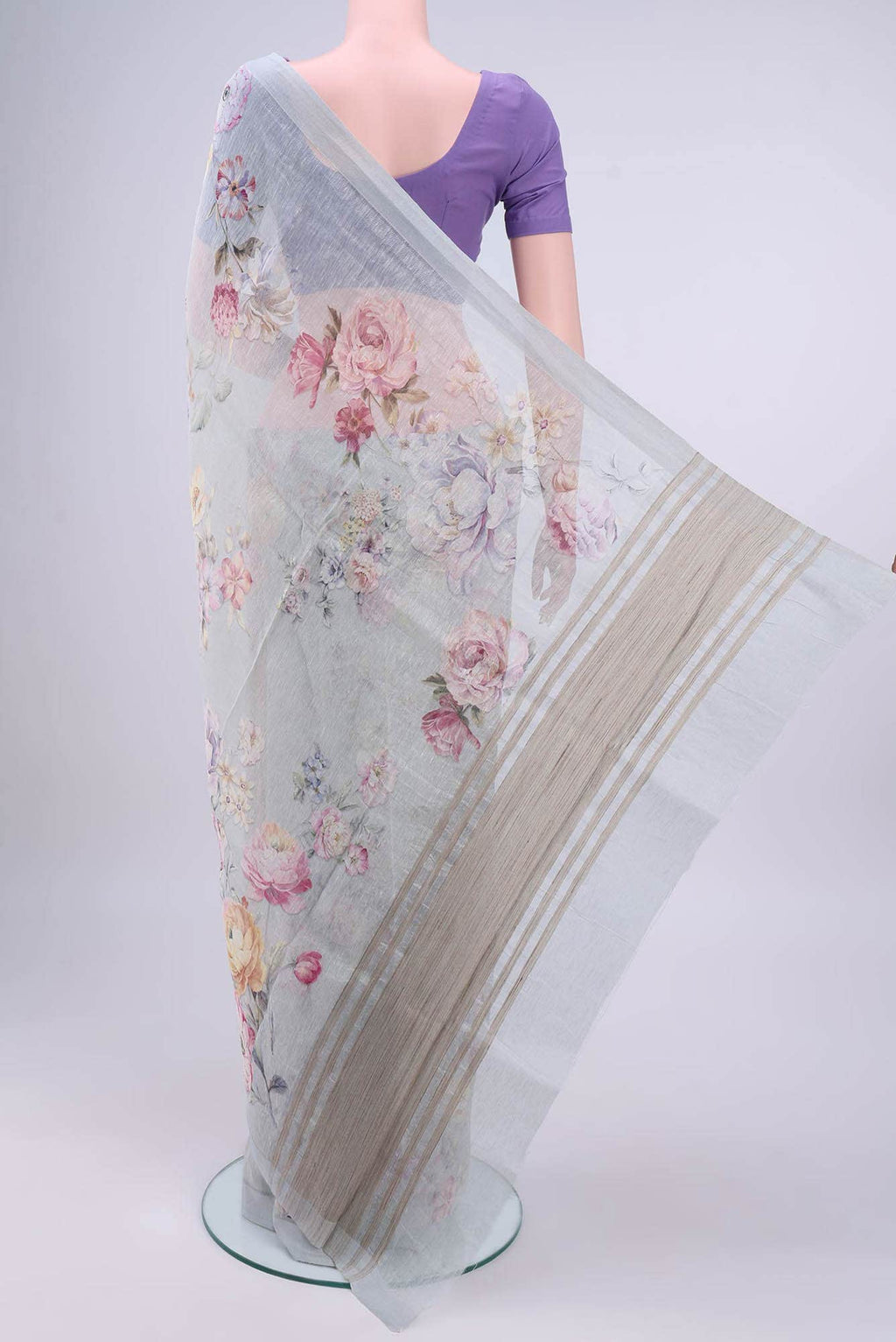 Grey Linen Cotton Saree