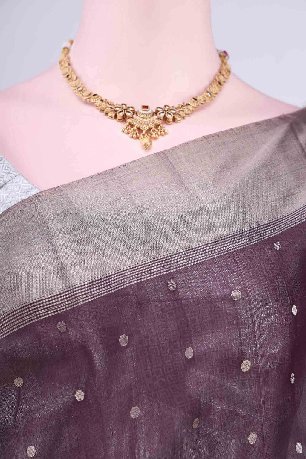 Brown Kora Cotton Saree