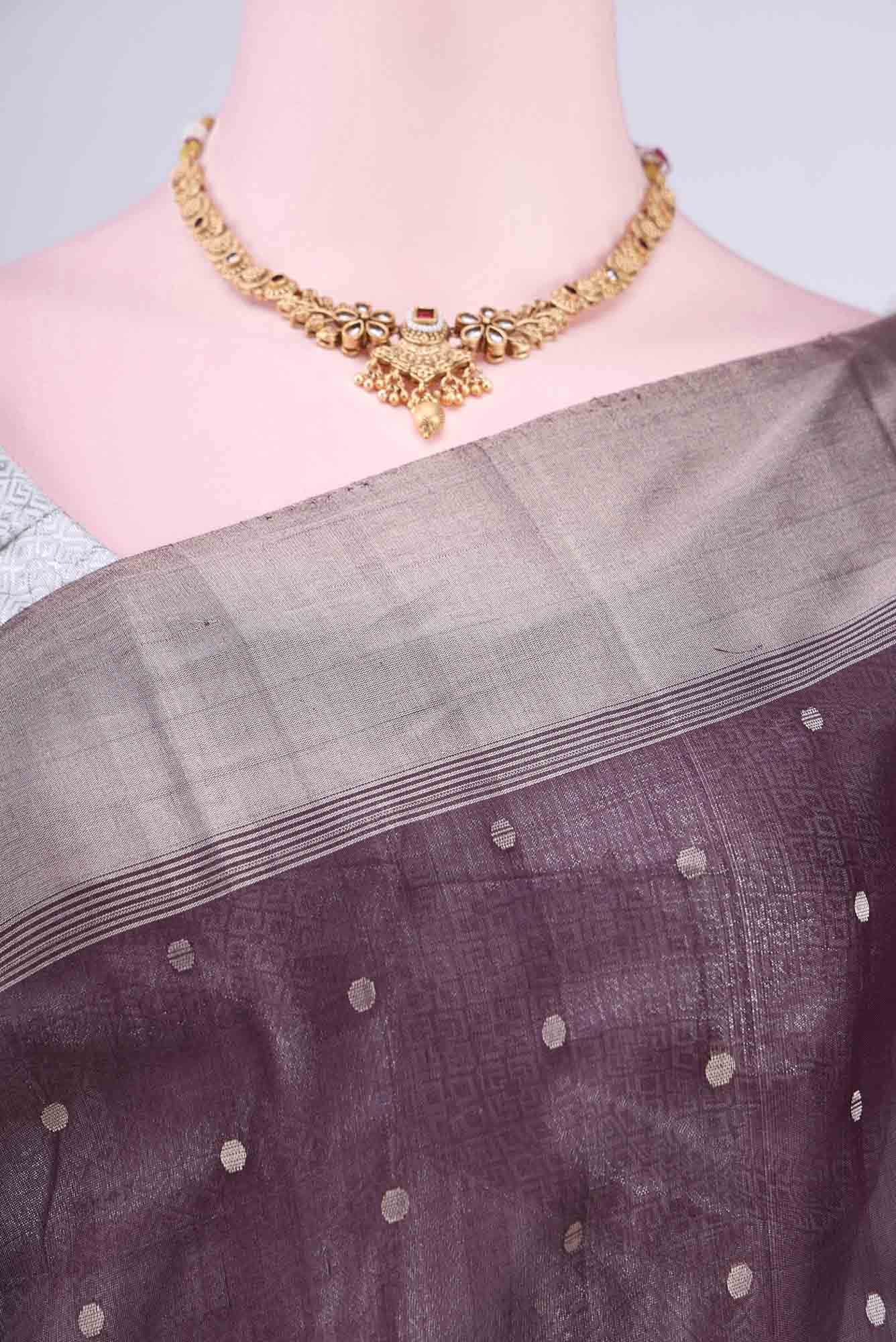 Brown Kora Cotton Saree