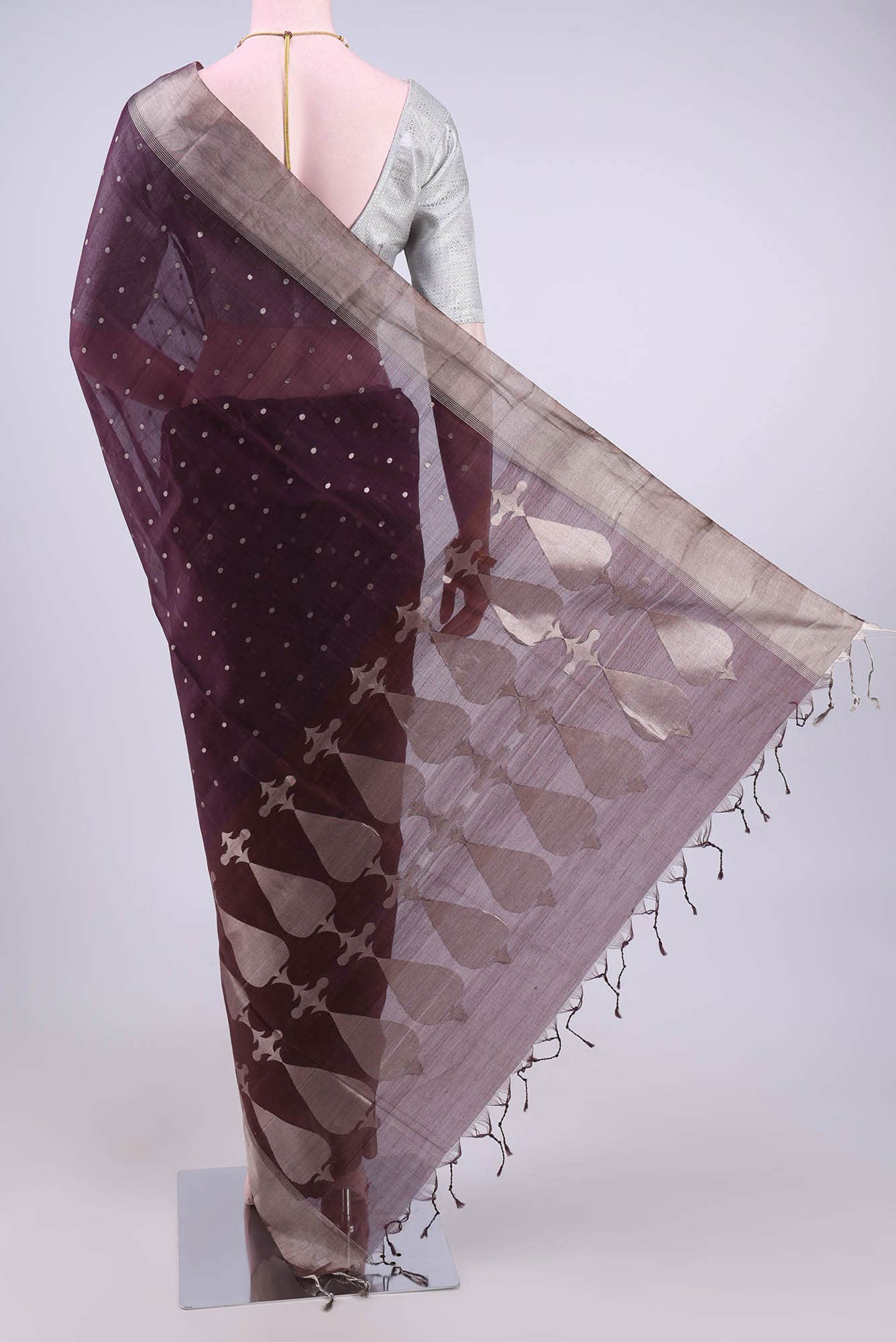 Brown Kora Cotton Saree