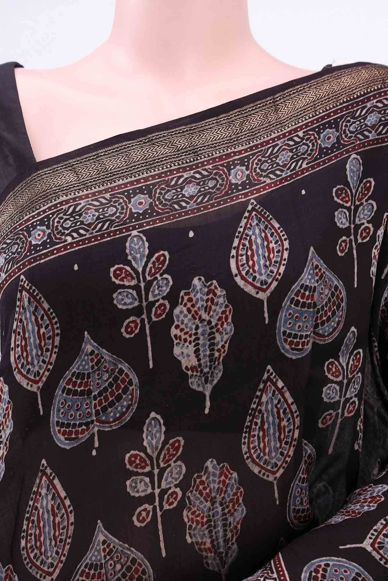 Black Maheshwari Silk Cotton Saree