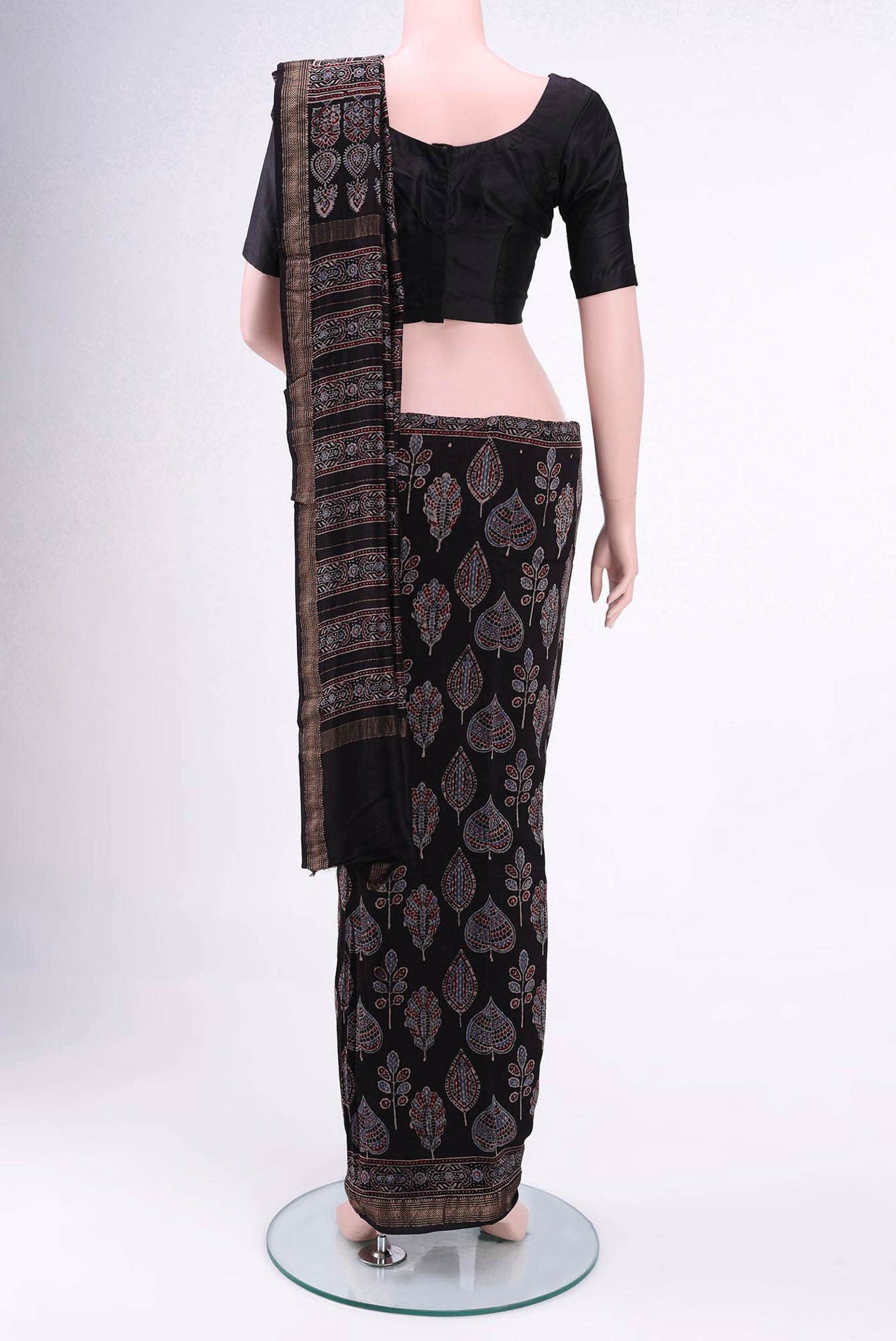 Black Maheshwari Silk Cotton Saree