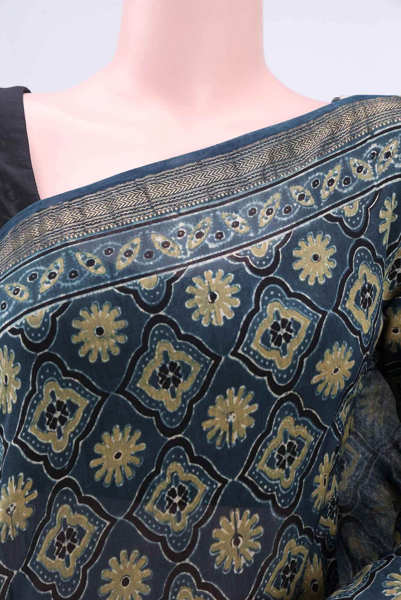Blue Maheshwari Silk Cotton Saree