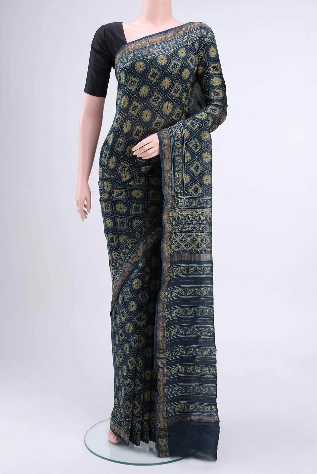 Blue Maheshwari Silk Cotton Saree