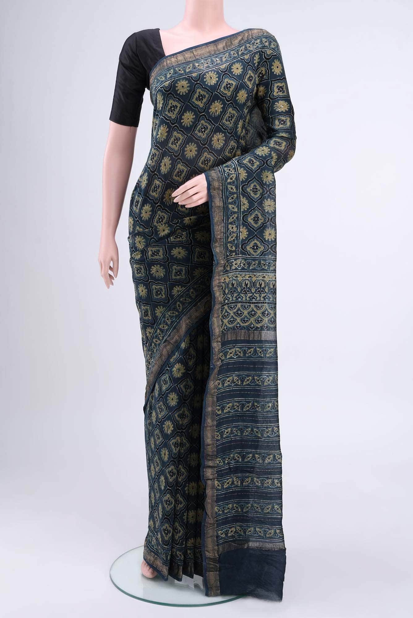 Blue Maheshwari Silk Cotton Saree