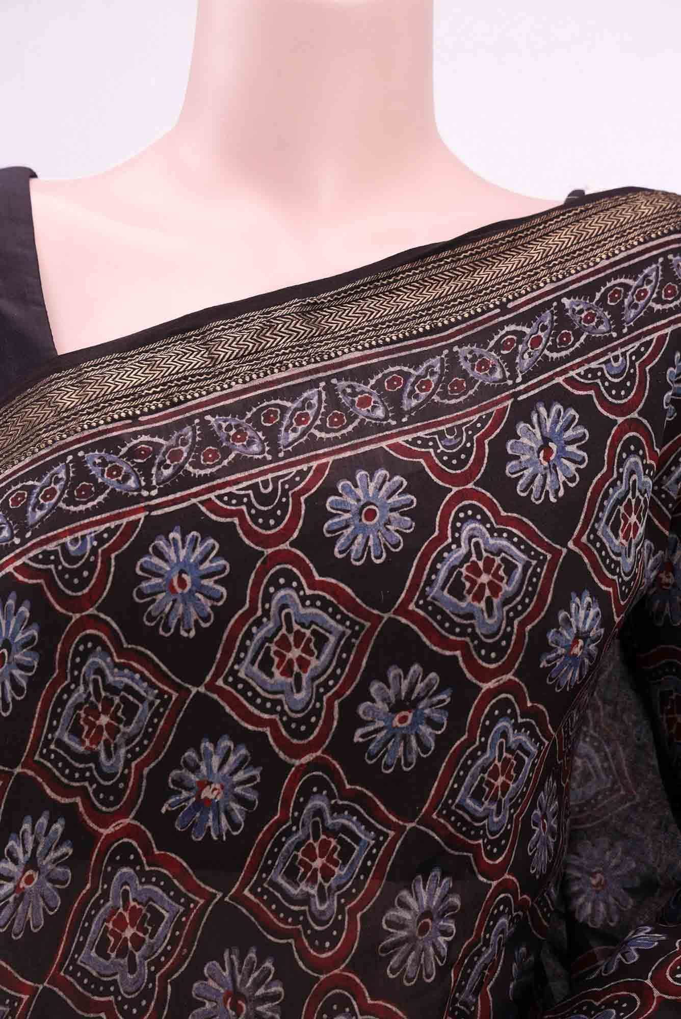 Black Maheshwari Silk Cotton Saree