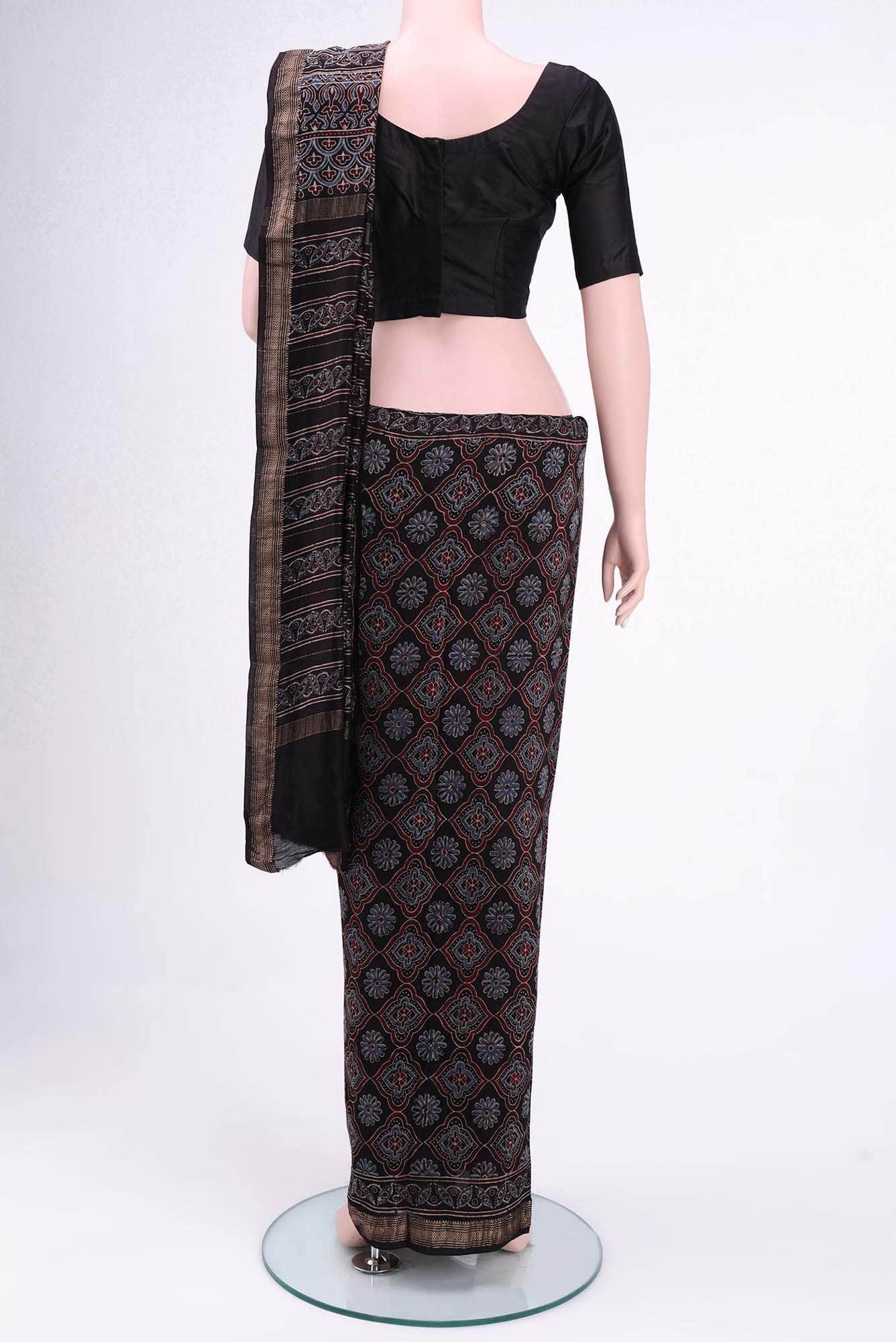 Black Maheshwari Silk Cotton Saree
