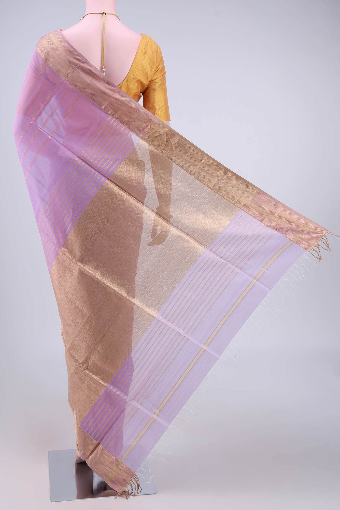 Lilac Maheshwari Silk Cotton Saree