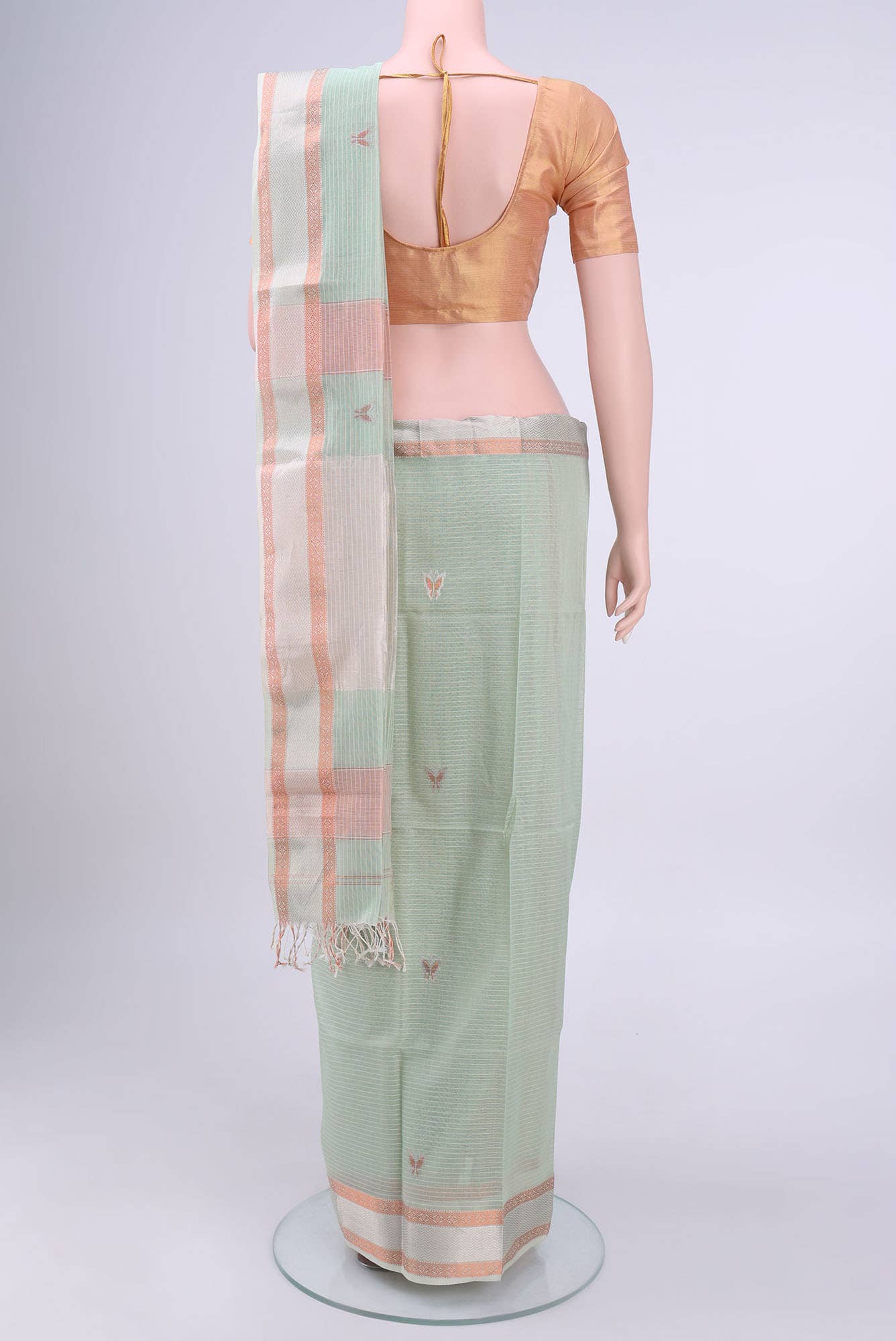 Sea Green Maheshwari Silk Cotton Saree