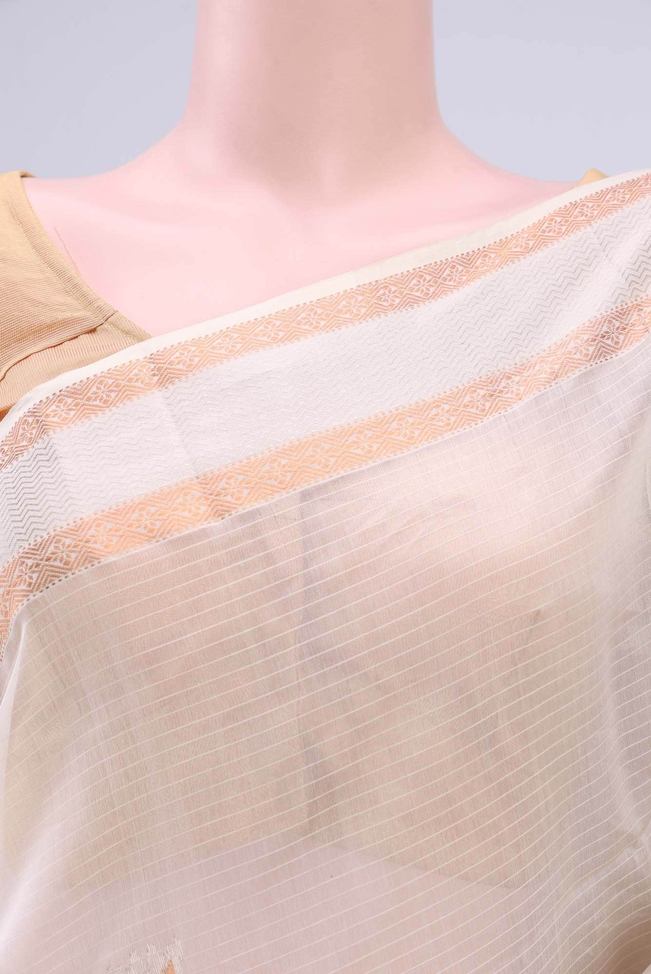 Off White Maheshwari Silk Cotton Saree