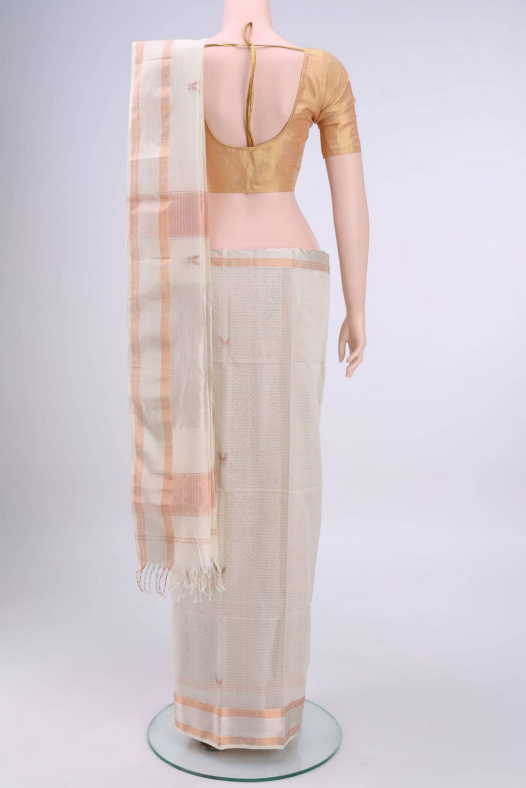Off White Maheshwari Silk Cotton Saree