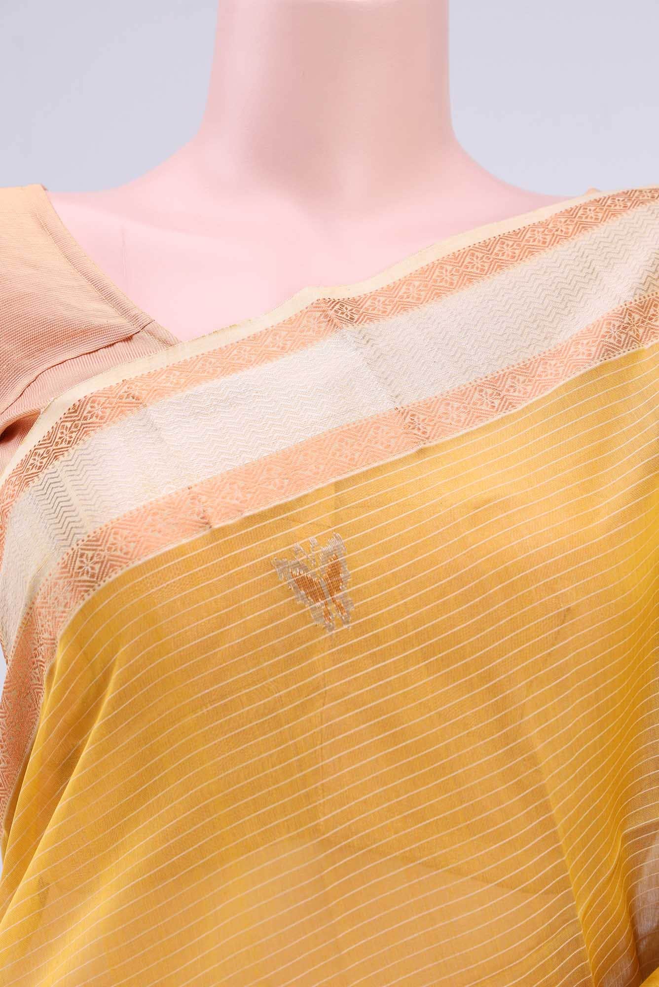 Mustard Maheshwari Silk Cotton Saree