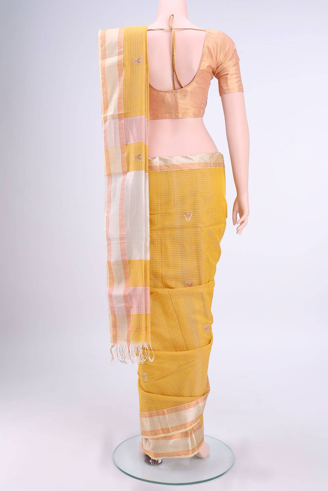 Mustard Maheshwari Silk Cotton Saree