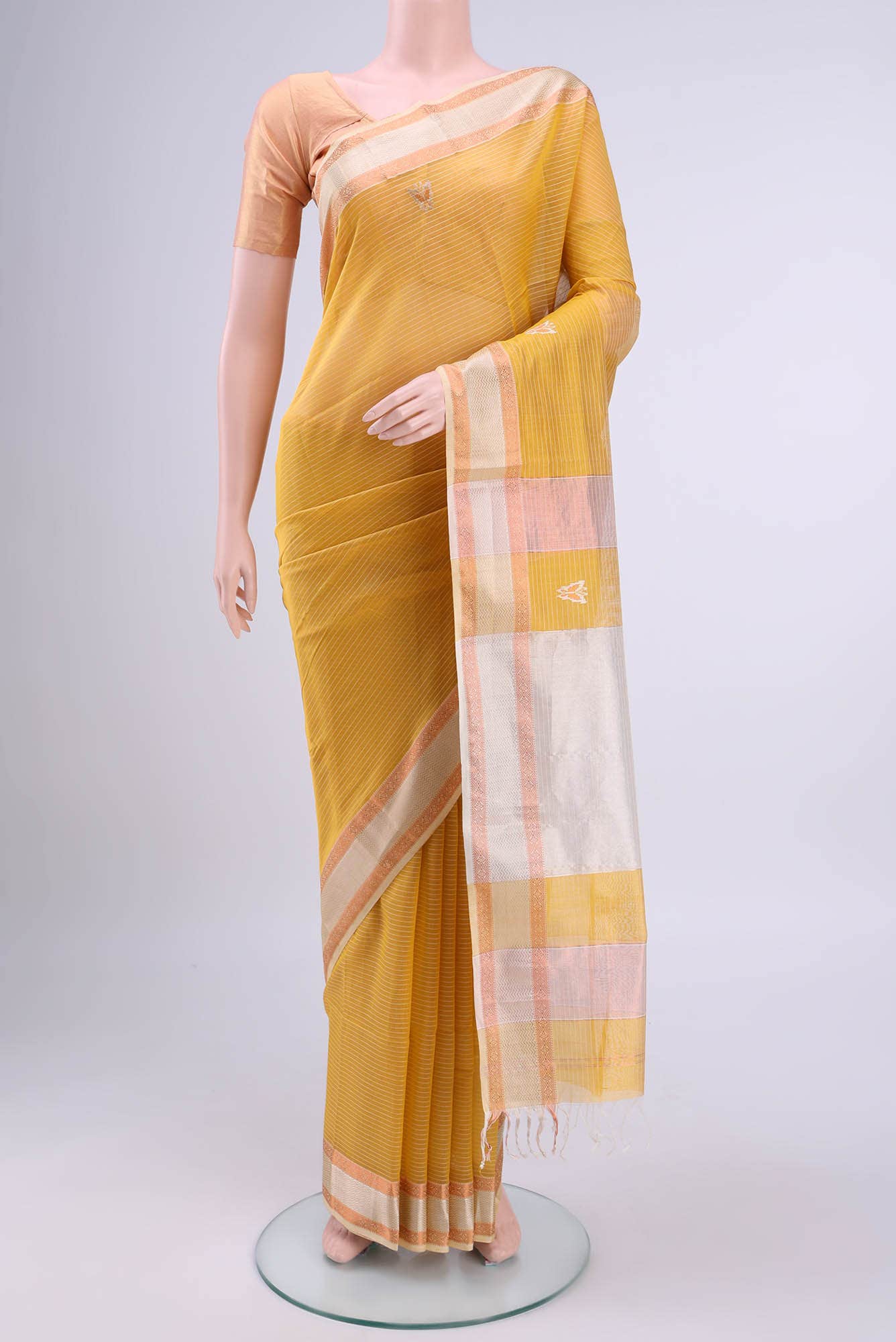 Mustard Maheshwari Silk Cotton Saree