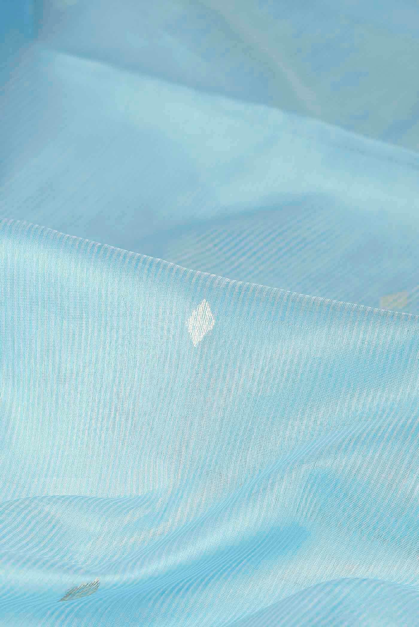 Light Blue Maheshwari Silk Cotton Saree