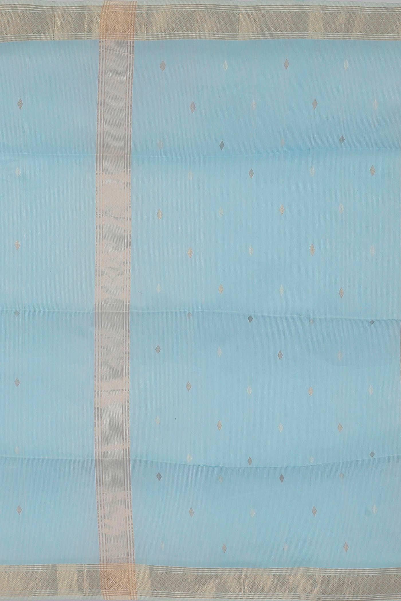 Light Blue Maheshwari Silk Cotton Saree