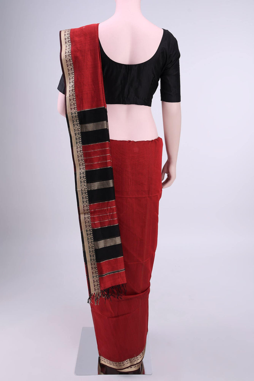 Red Maheshwari Silk Cotton Saree