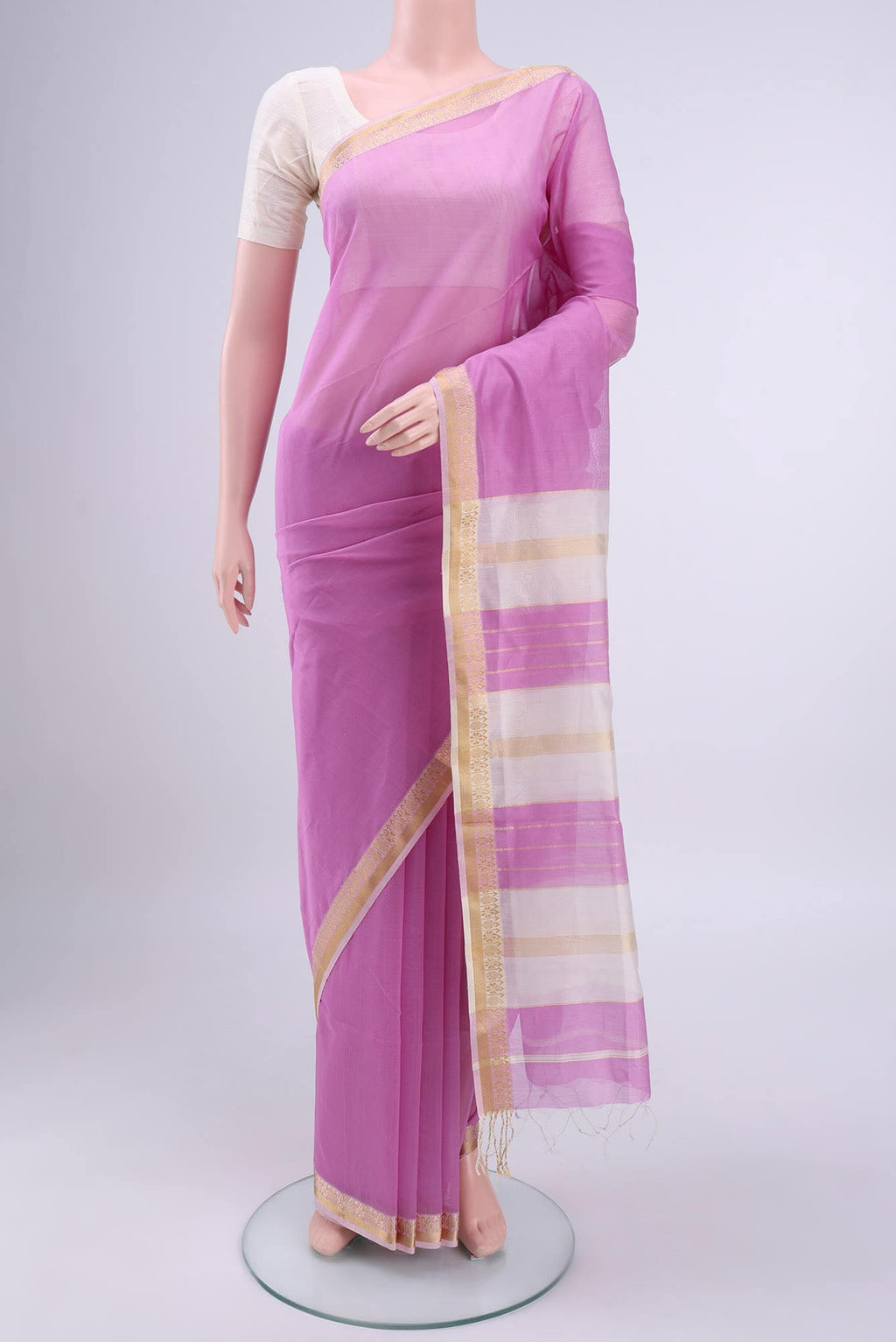 Purple Maheshwari Silk Cotton Saree