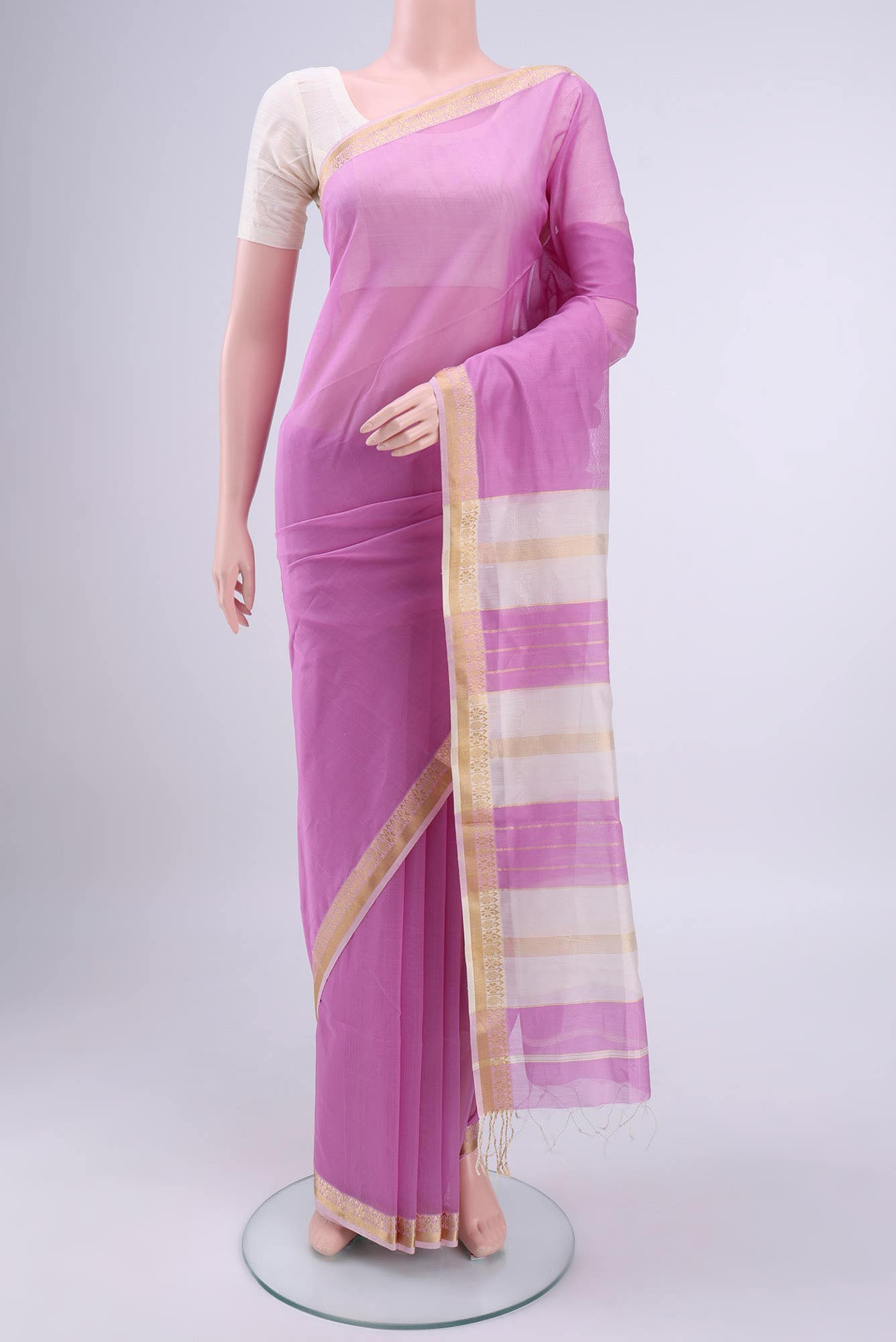 Purple Maheshwari Silk Cotton Saree