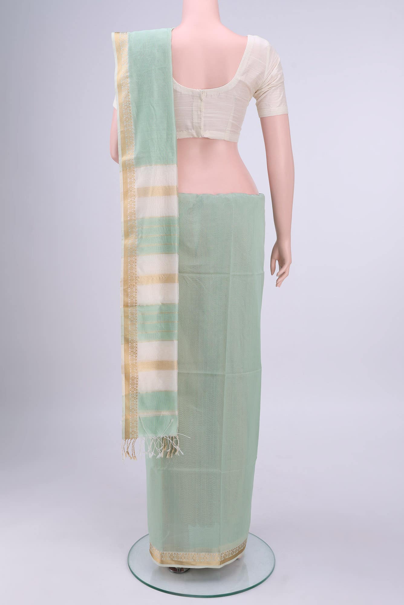 Sea Green Maheshwari Silk Cotton Saree