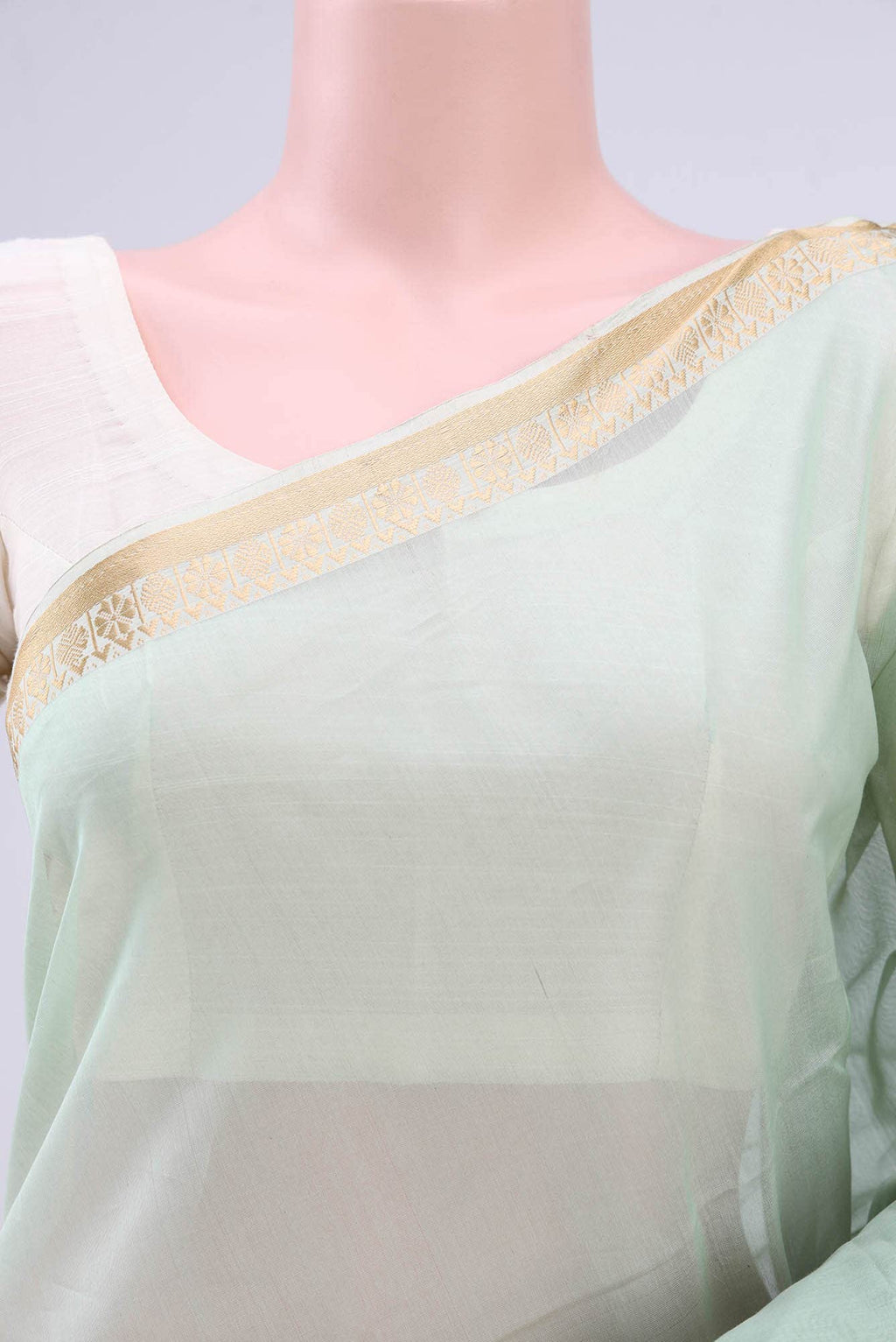 Sea Green Maheshwari Silk Cotton Saree