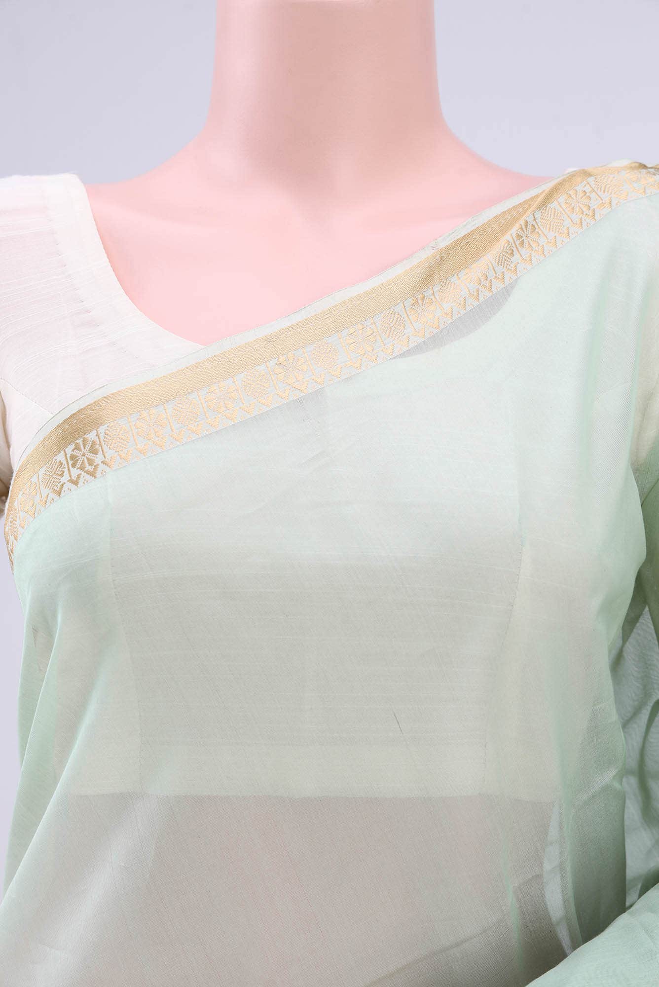 Sea Green Maheshwari Silk Cotton Saree