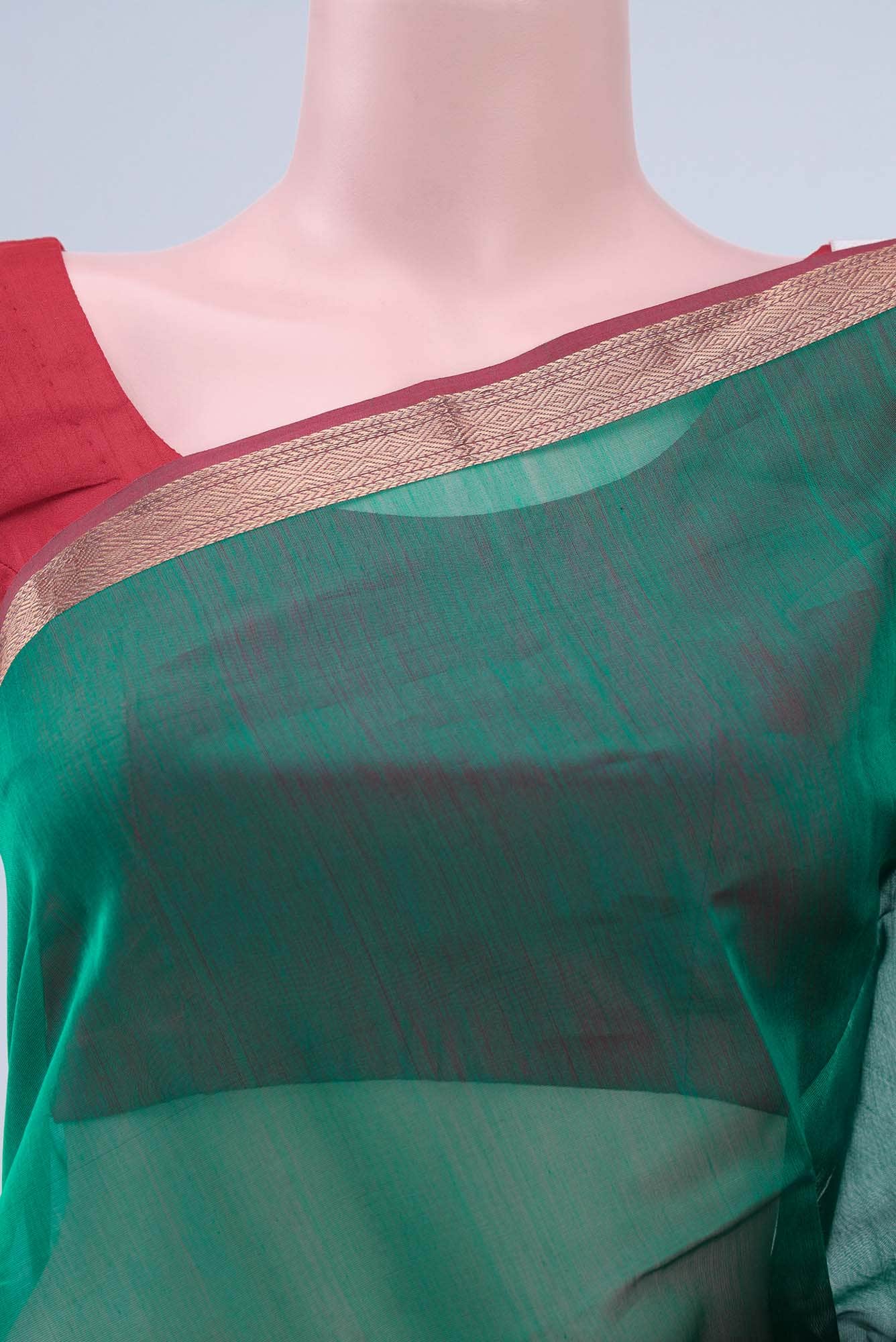 Green Maheshwari Silk Cotton Saree