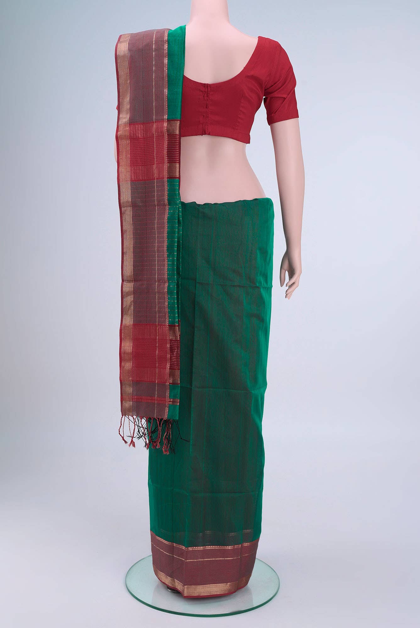 Green Maheshwari Silk Cotton Saree