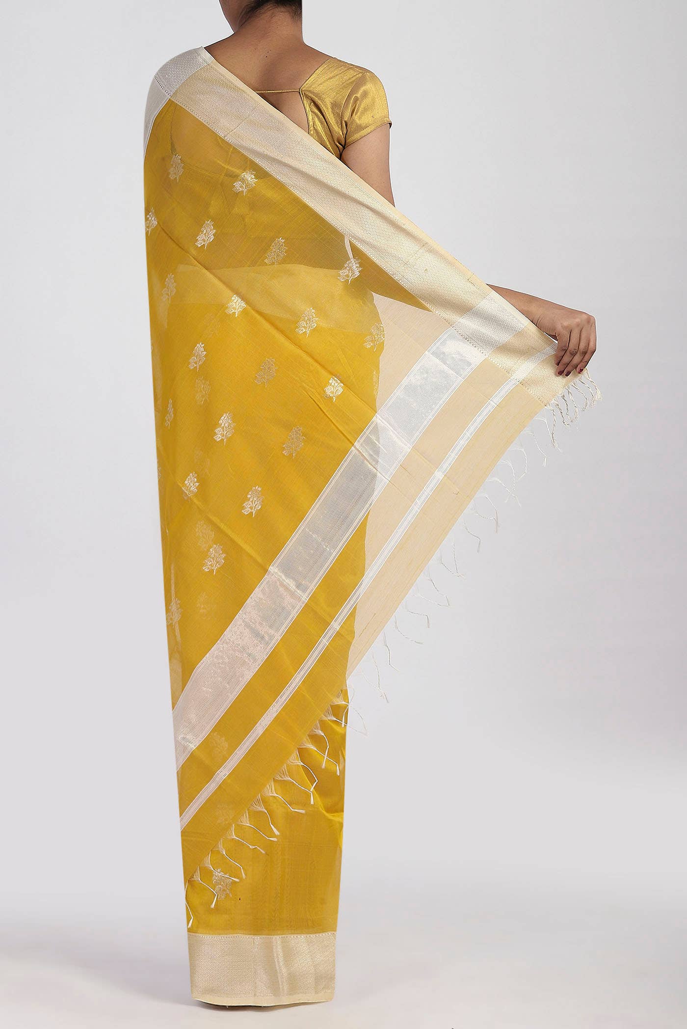 Yellow Maheshwari Silk Cotton Saree