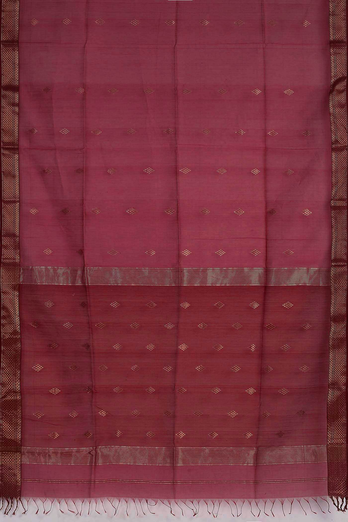 Coral Maheshwari Silk Cotton Saree